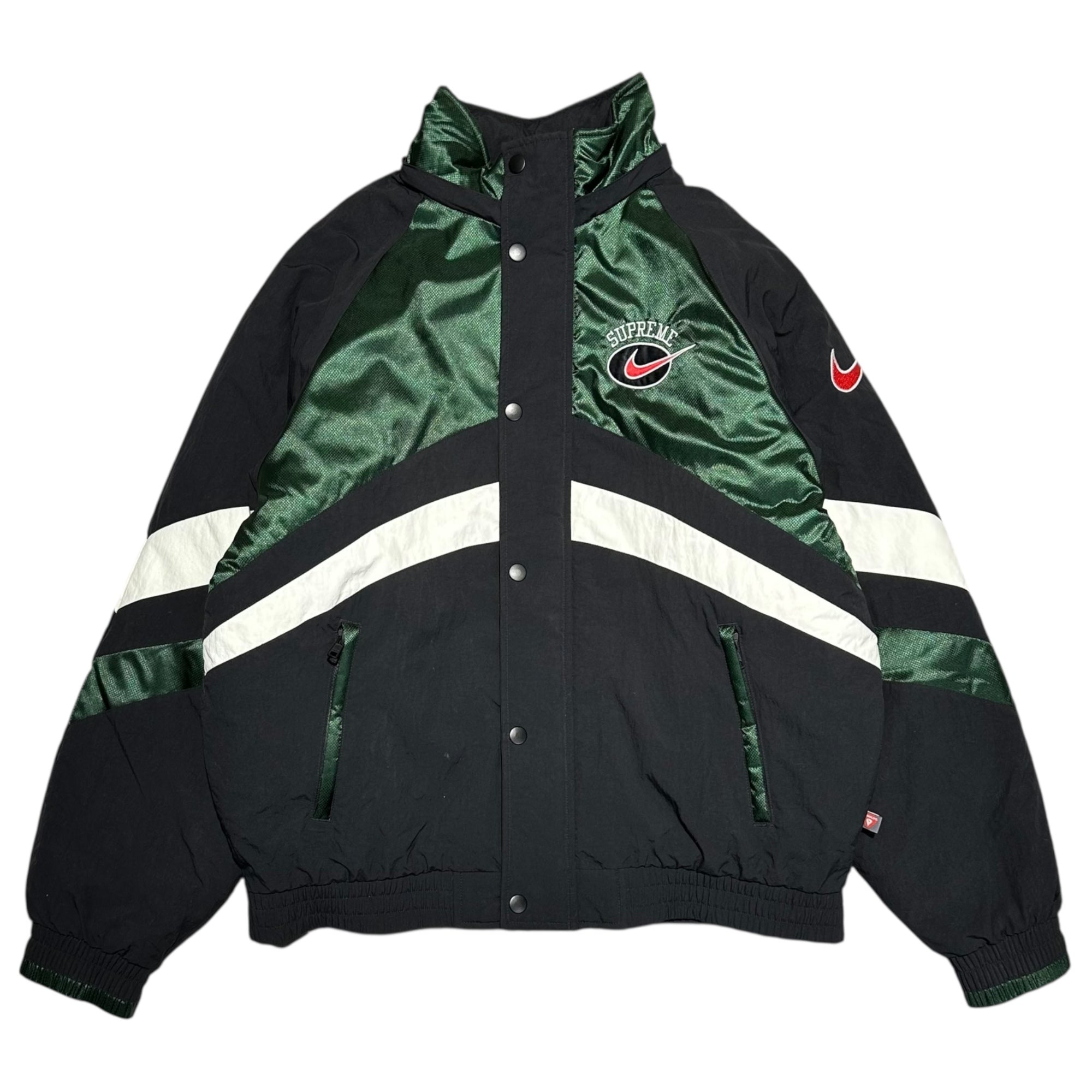 SUPREME×NIKE(シュプリーム×ナイキ) 19SS Hooded Sport Jacket フーデット ロゴ ナイロン 中綿 ジャケット CD6074-010 S ブラック コラボ