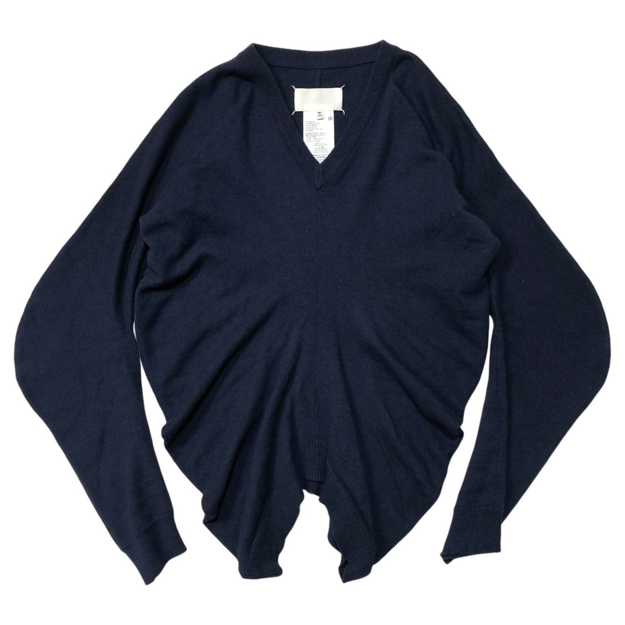 MAISON MARGIELA(メゾンマルジェラ) 21SS Cotton cashmere V-neck knit pullover コットン カシミヤ Vネック ニット プルオーバー s29ha0637 s17720 XL ネイビー カシミヤ50% 綿50%