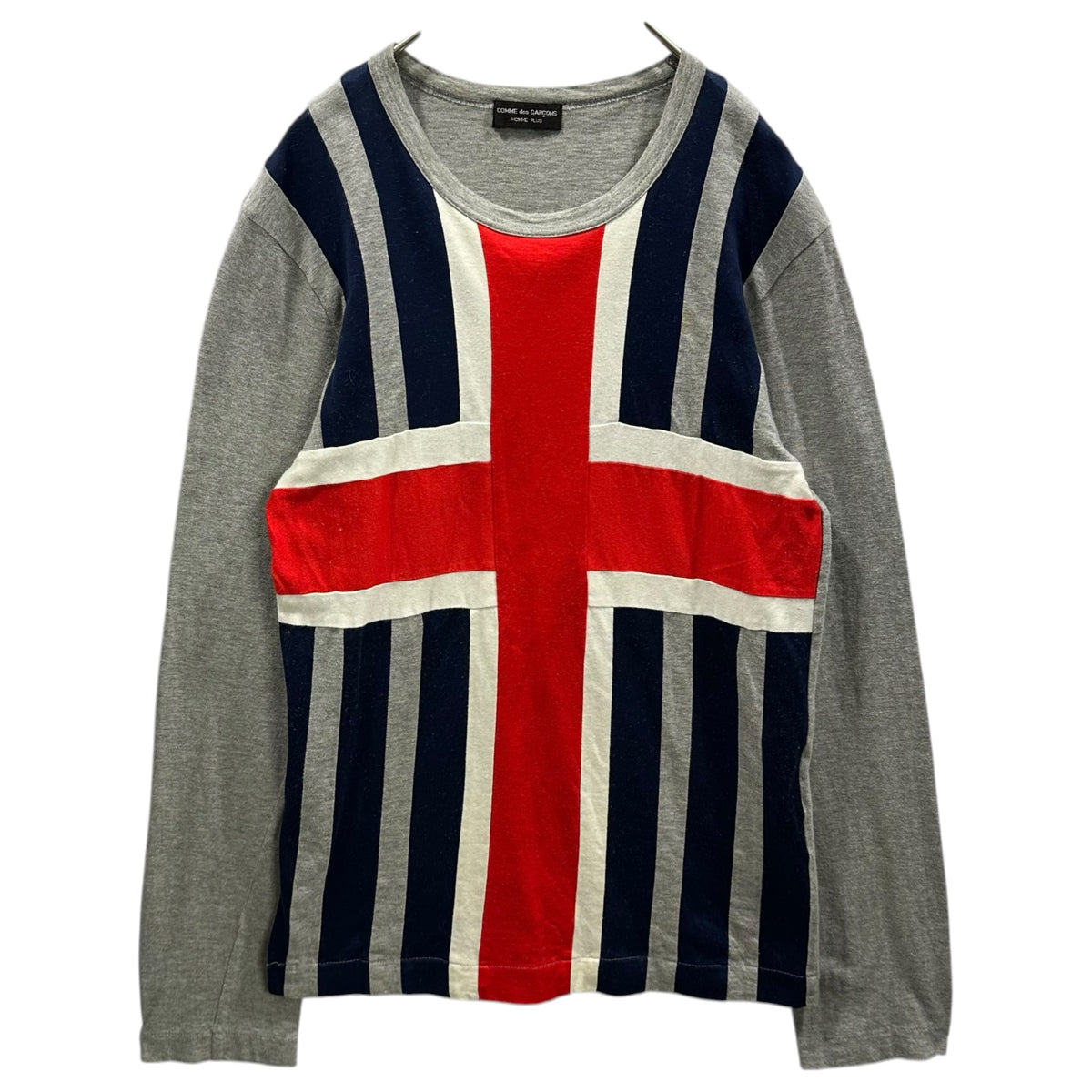 COMME des GARCONS HOMME PLUS(コムデギャルソンオムプリュス) 1997SS Mod Era Union Jack L/S T-Shirt モッズ期 ユニオンジャック 長袖 Tシャツ PT-040060 FREE グレー×ネイビー×レッド×グレー AD1996 90s アーカイブ