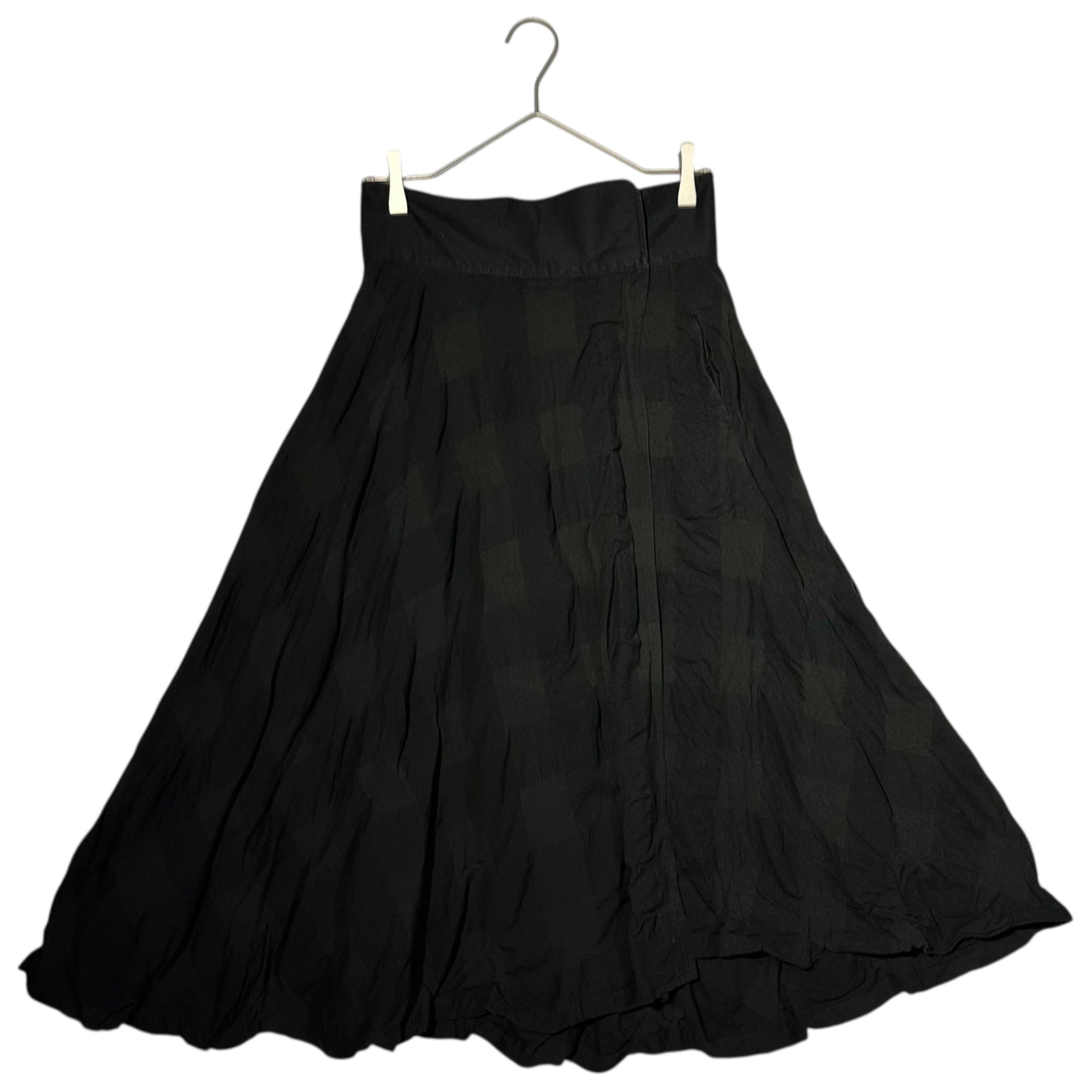 Y's(ワイズ) 06SS Block Check High Waist Long Skirt ブロックチェック ハイウエスト ロング スカート YR-S36-258 1(S程度) ブラック