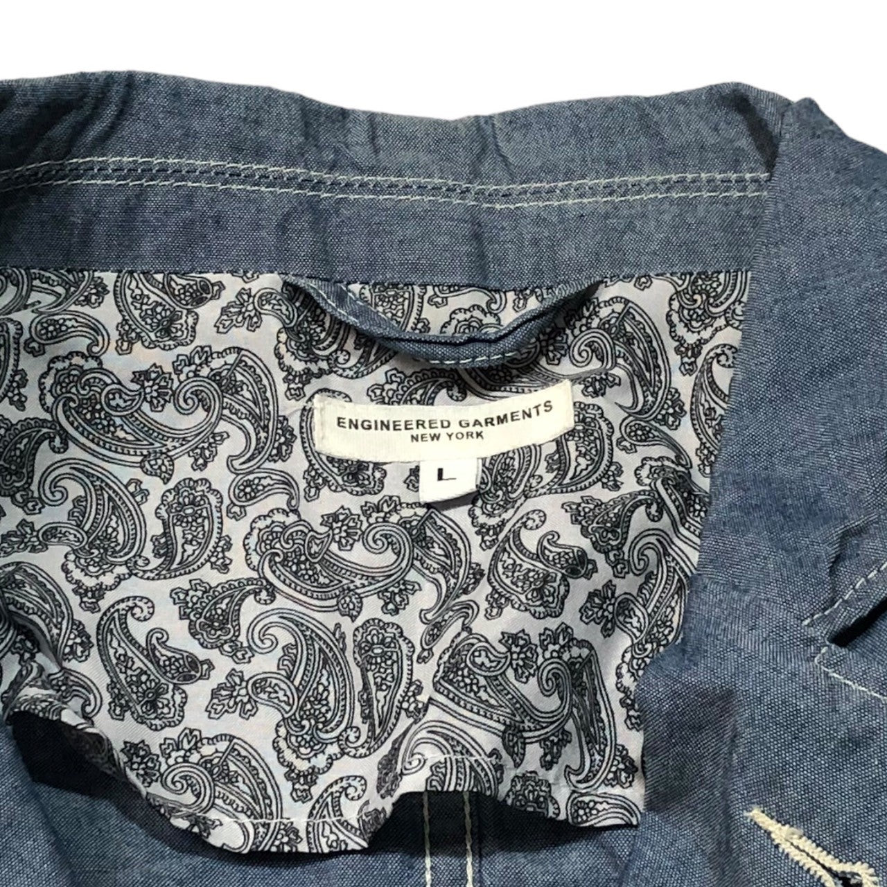 Engineered Garments(エンジニアードガーメンツ) chambray jacket シャンブレー テーラード ジャケット SIZE L ライトインディゴ