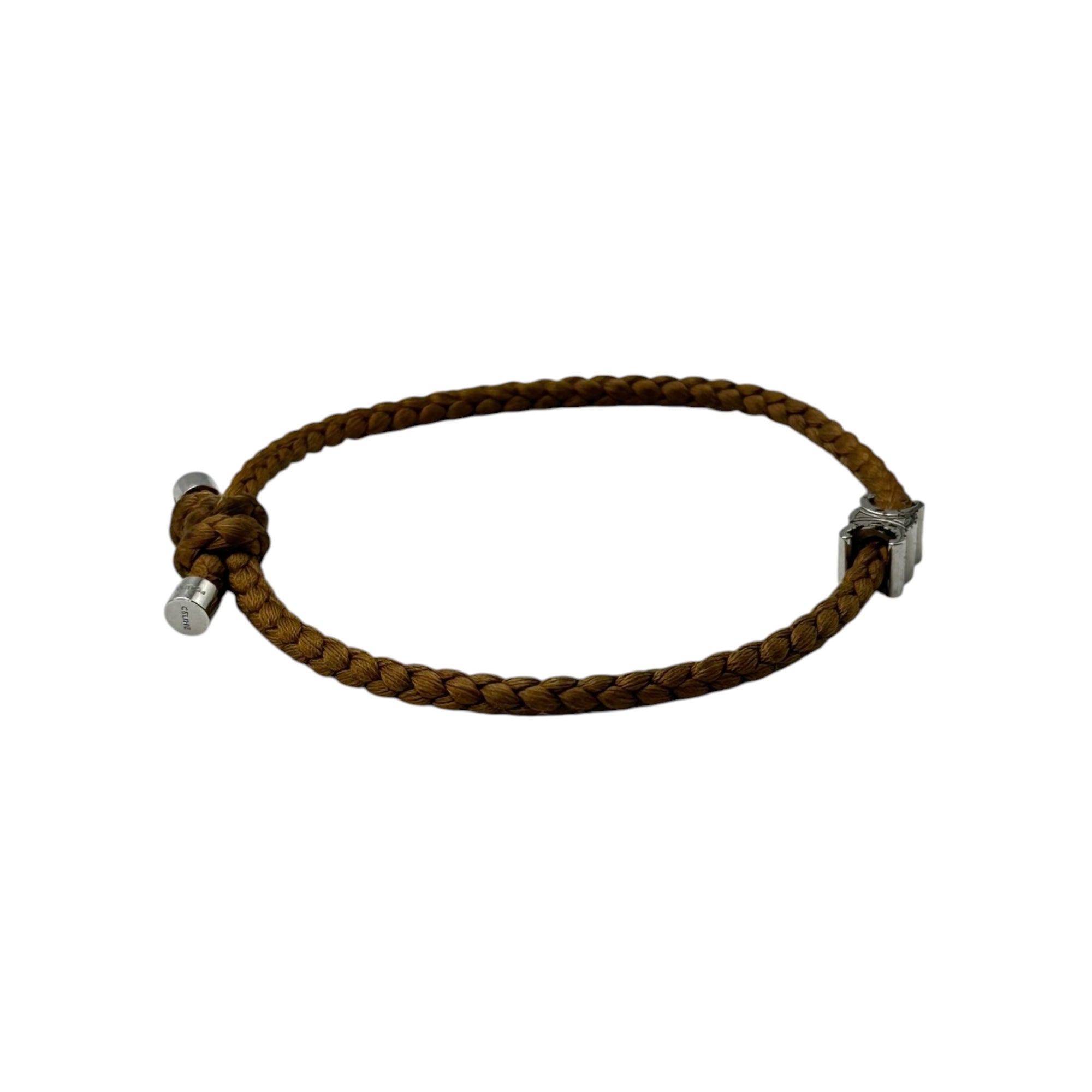 CELINE(セリーヌ) 2023SS TORIMPHE BEACH BRACELET トリオンフ ビーチ ブレスレット 4672362 ブラウン×シルバー シルク