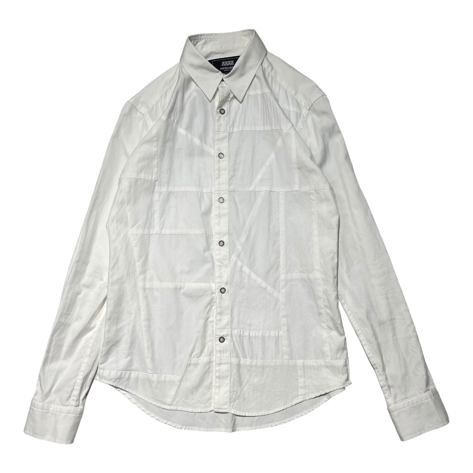 ANREALAGE(アンリアレイジ) flannel patchwork shirt パネル パッチワーク シャツ 46(M程度) ホワイト ANSEASON ANREALAGE