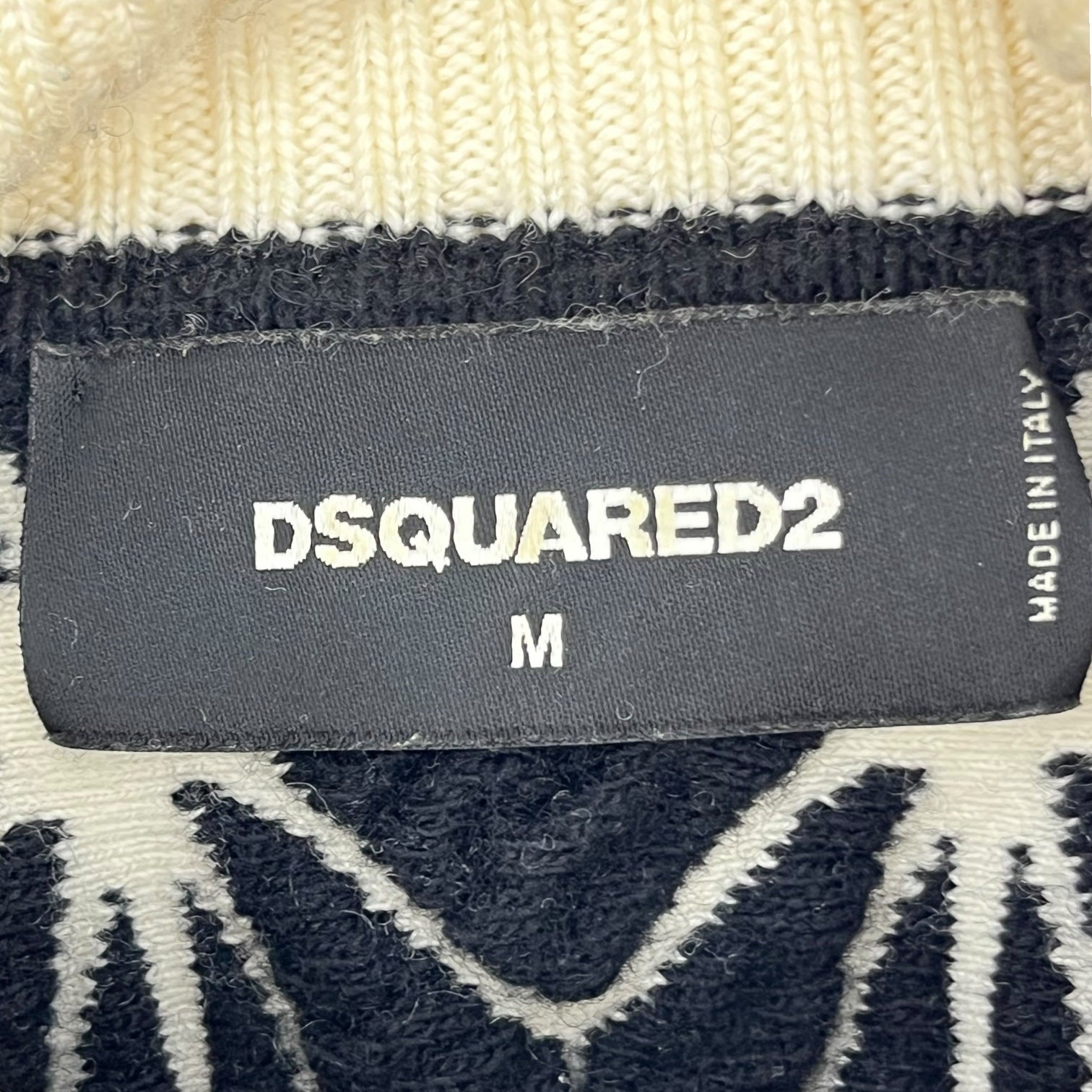 DSQUARED2(ディースクエアード) Turtleneck knit pullover タートルネック 編み ニット プルオーバー S71HA0680 M アイボリー×ブラック
