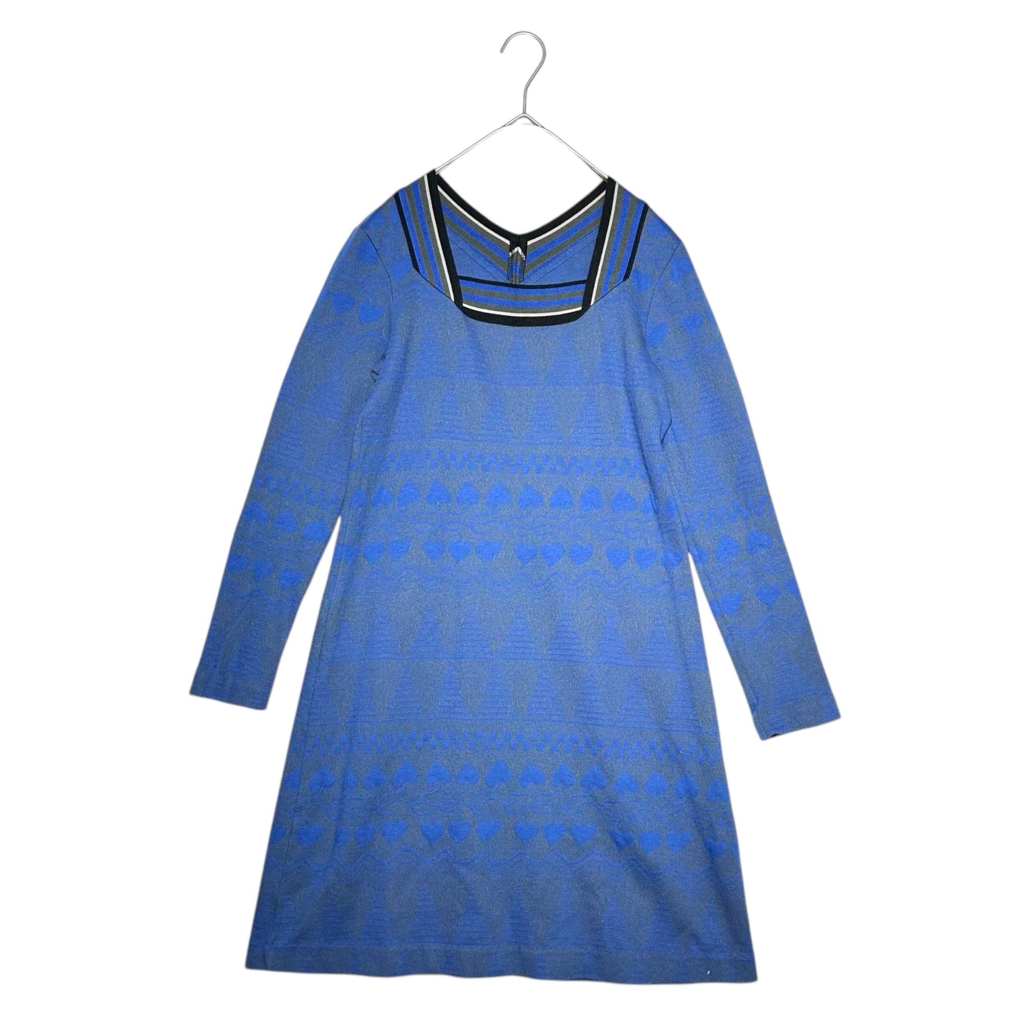 Vivienne Westwood RED LABEL(ヴィヴィアンウエストウッドレッドレーベル) Square Neck Jacquard L/S Mini Dress スクエア ネック ジャガード 長袖 ひざ丈 ワンピース 16-01-551007 2 ブルー