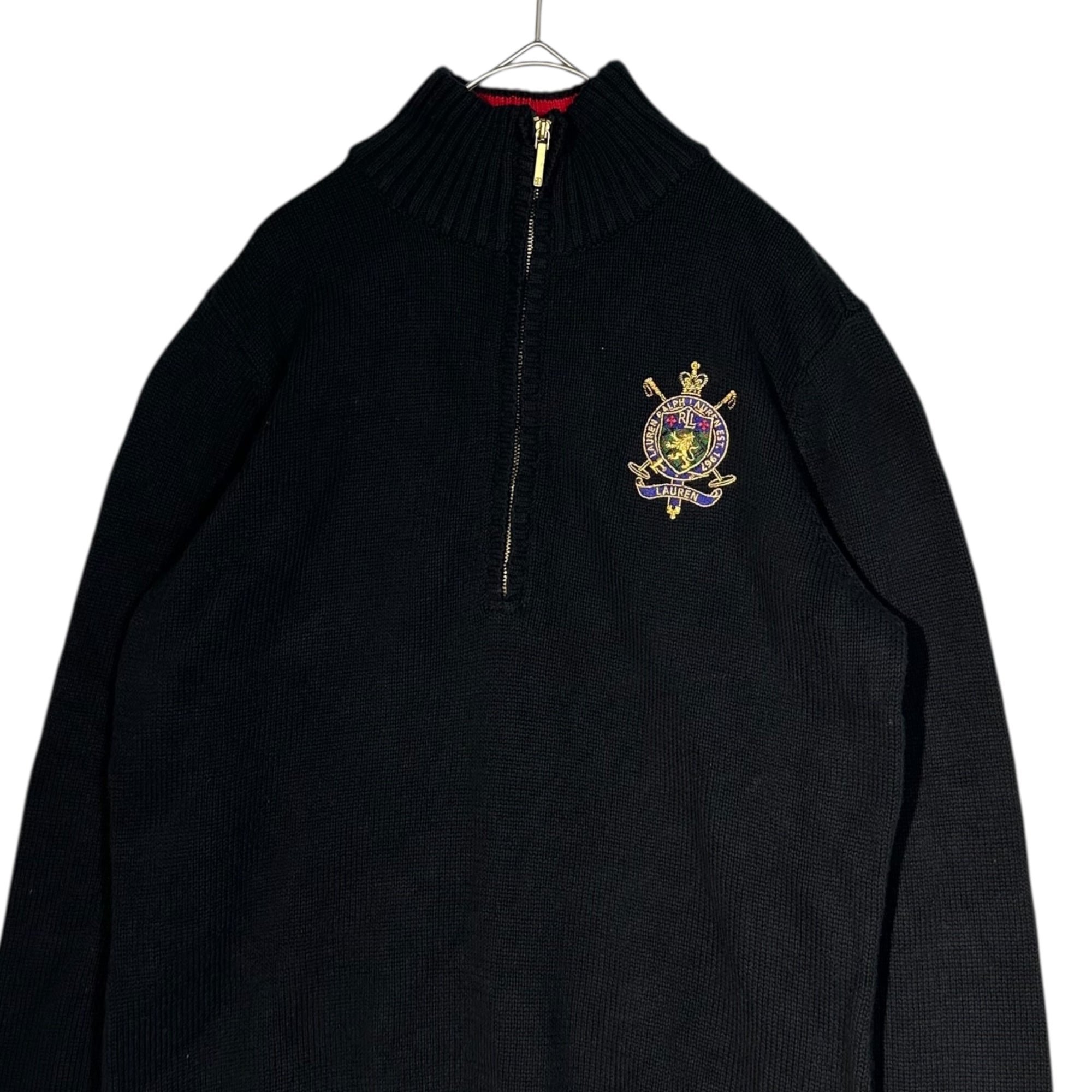 LAUREN RALPH LAUREN(ローレンラルフローレン) Half Zip Long Sleeve Knit ハーフ ジップ 長袖 ニット M ブラック