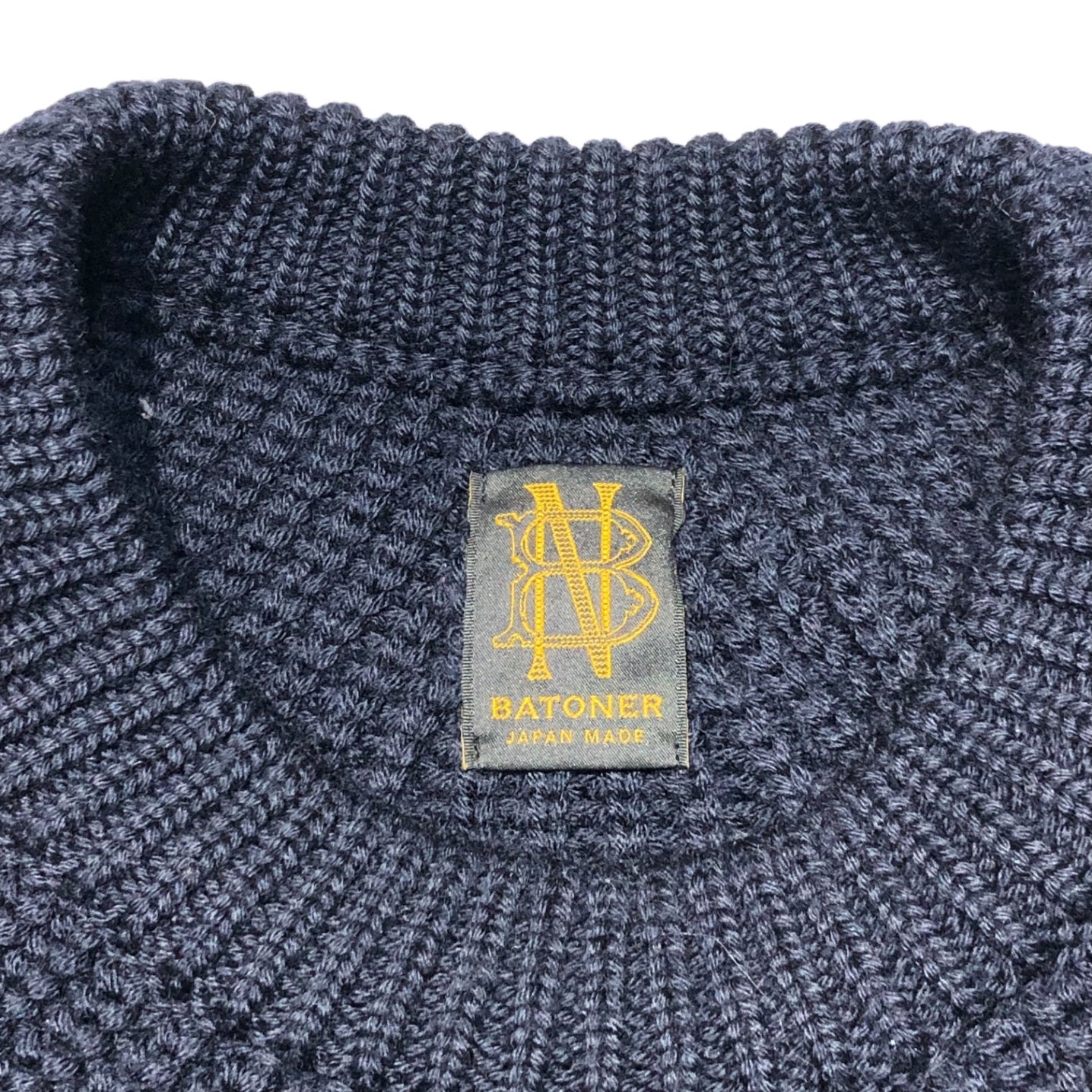 BATONER(バトナー) 21AW SIGNATURE CREW NECK ウール 5ゲージ シグニチャー 畦編み クルーネック ニット BN-21FM-023 4(XL程度) ネイビー