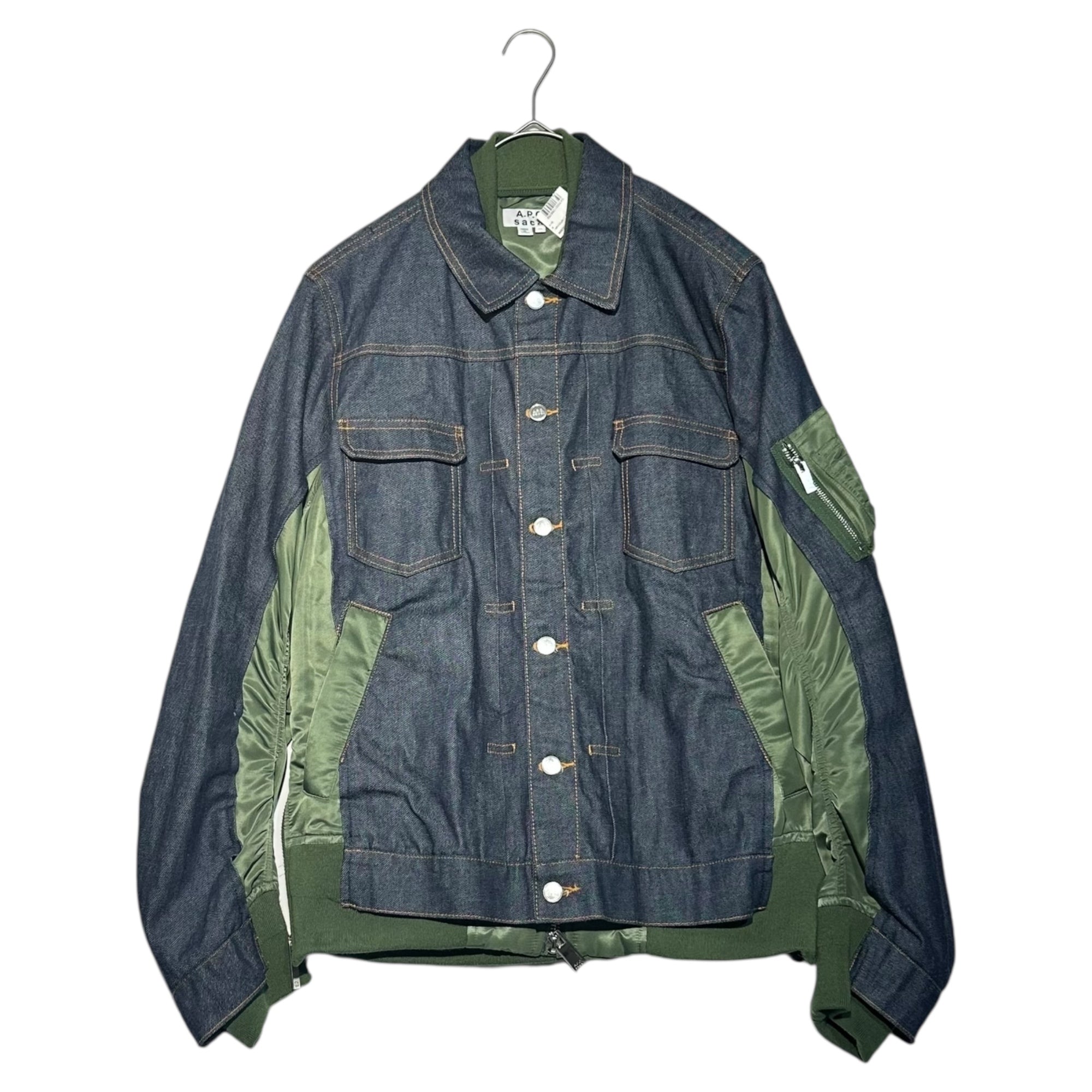A.P.C.×sacai(アーペーセー×サカイ) BLOUSON EIMI denim jaket 切替 デニム ブルゾン ジャケット 21-0293S M インディゴ×カーキ