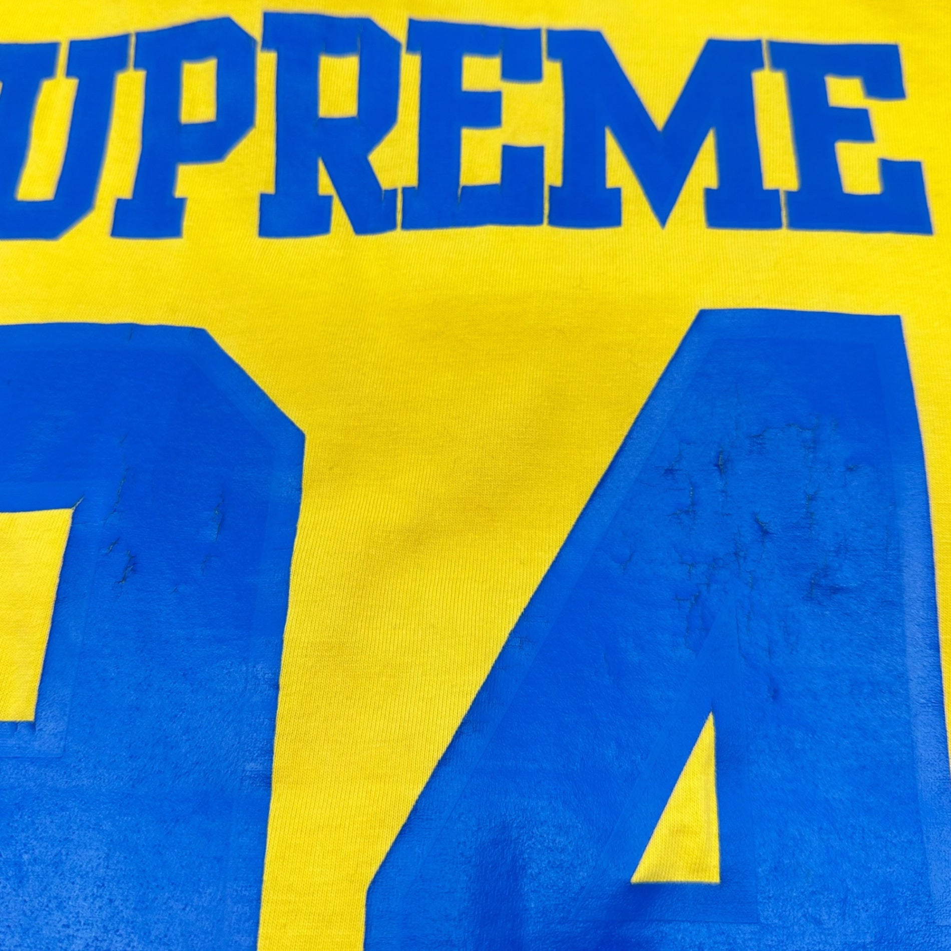 SUPREME(シュプリーム) 94 Football T-shirt フットボール Tシャツ L イエロー×ブルー