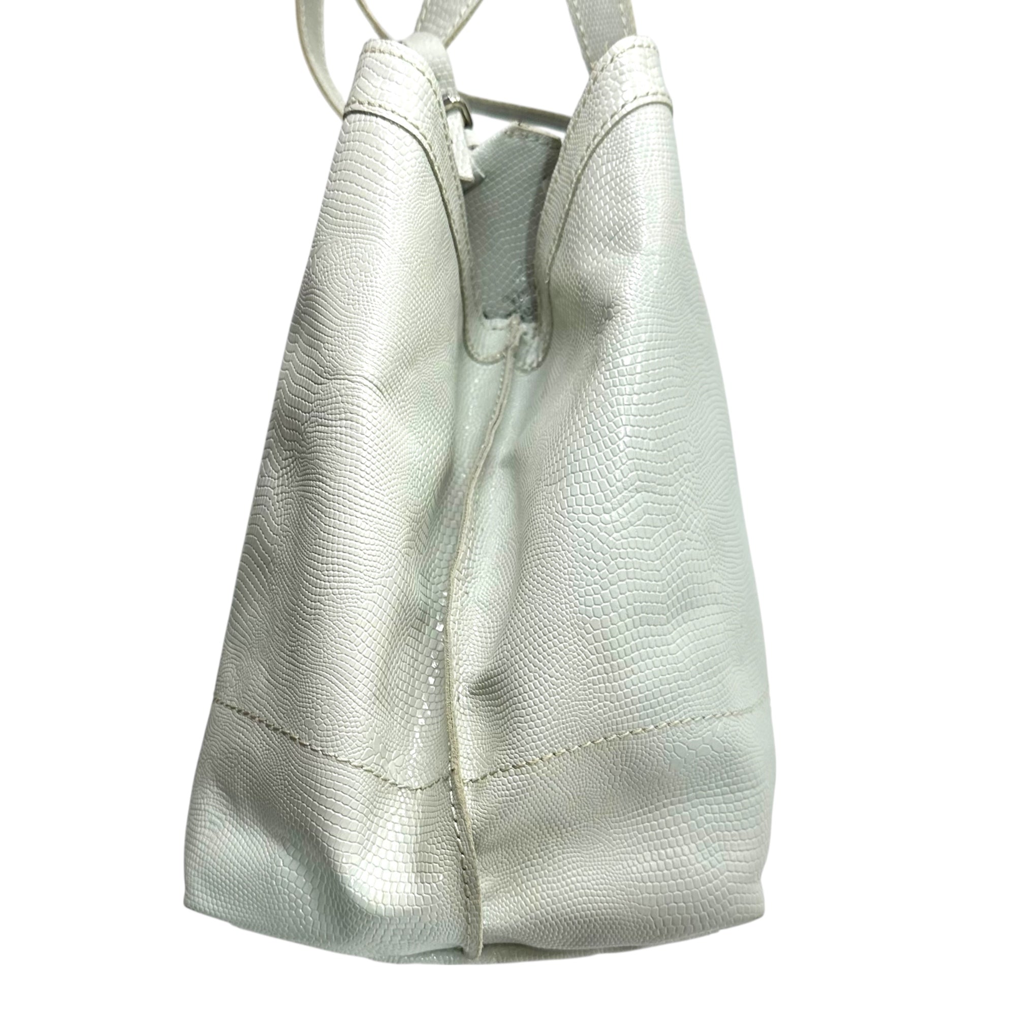 Vivienne Westwood ACCESSORIES(ヴィヴィアンウエストウッドアクセサリー) Orb Logo Crocodile Embossed Leather Tote Bag オーブ ロゴ クロコ 型押し レザー トート バッグ ホワイト ハンド 肩掛け