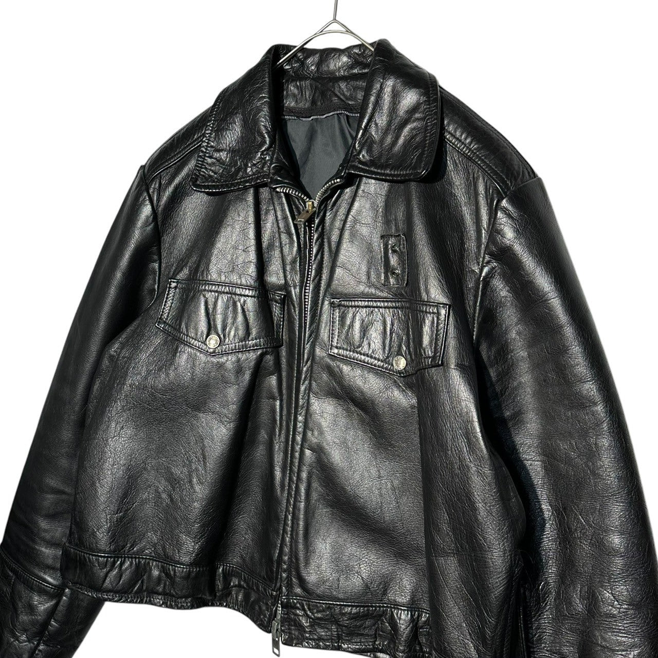 VINTAGE(ヴィンテージ) 70~80's Vintage Police Man Leather Jacket 70~80年代 ヴィンテージ ポリスマン レザー ジャケット ブラック IDEALジップ POLICEボタン ライナー欠品 ショート丈