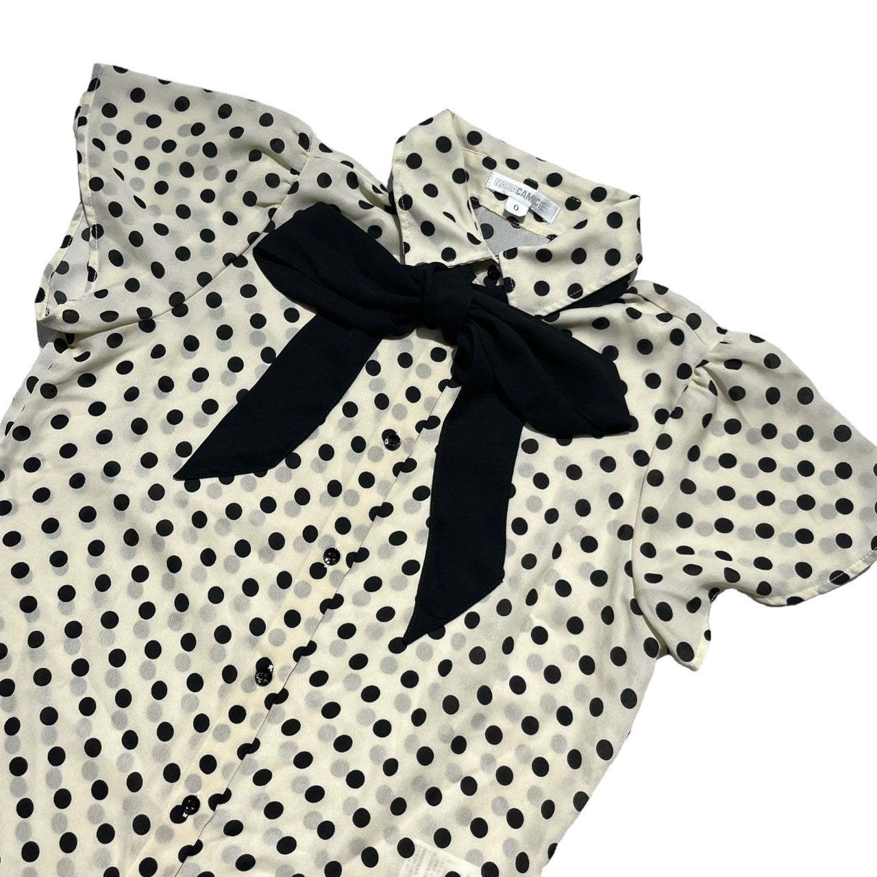 NARA CAMICIE(ナラカミーチェ) ドットプリントボウタイ付きブラウス 10-31-04-051 0 ベージュ 参考定価¥26,400(税込)