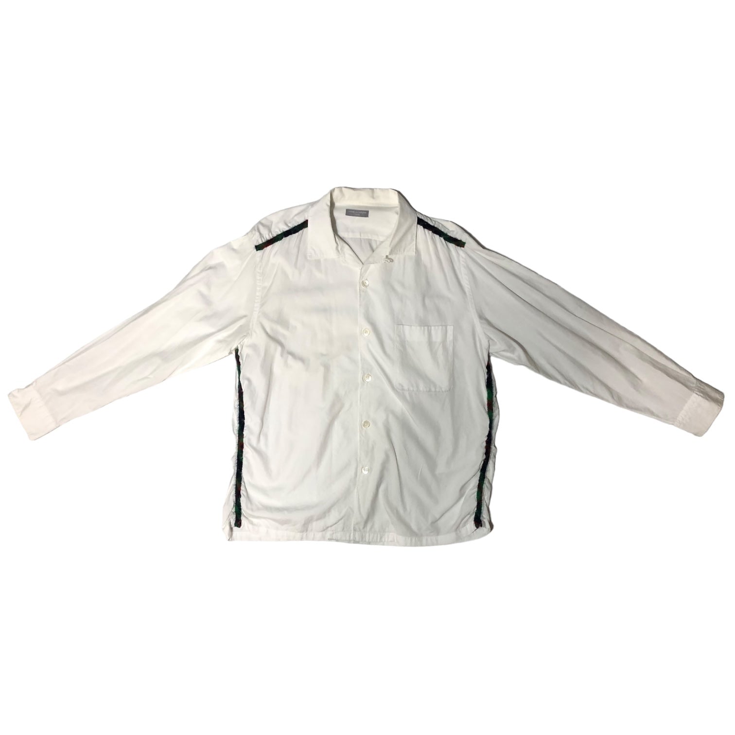 COMME des GARCONS HOMME(コムデギャルソンオム) 90's Different material piping L/S shirt ウール 縮絨 異素材 パイピング 長袖 シャツ 田中オム 表記消え(M程度) ホワイト 90年代 ヴィンテージ