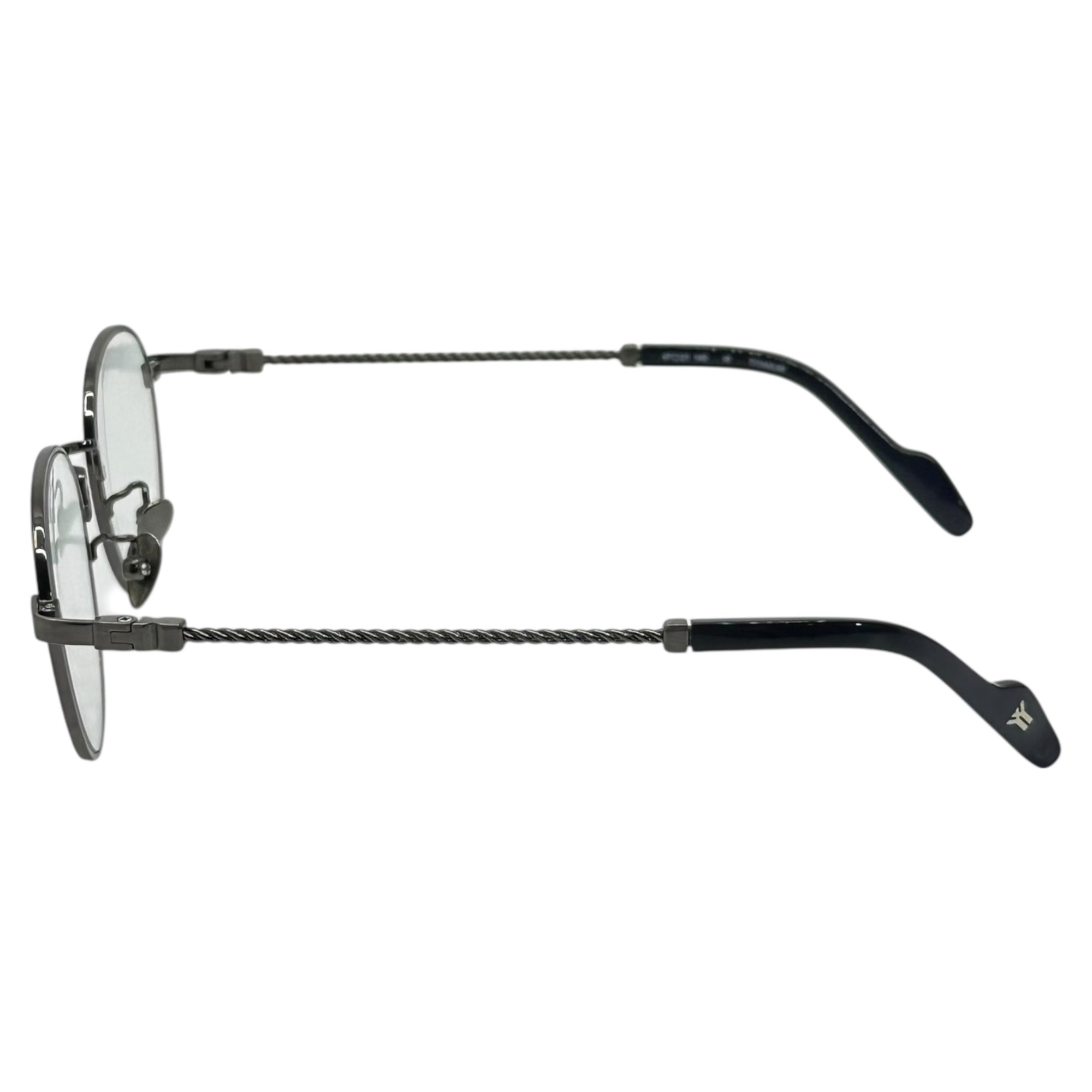 YOHJI YAMAMOTO(ヨウジヤマモト) Round Screw-Temple Glasses - Brush Gun Metal ラウンド スクリュー テンプル メガネ 19-0029-2 47□21-140 シルバー 鯖江 サングラス 眼鏡 TITANIUM