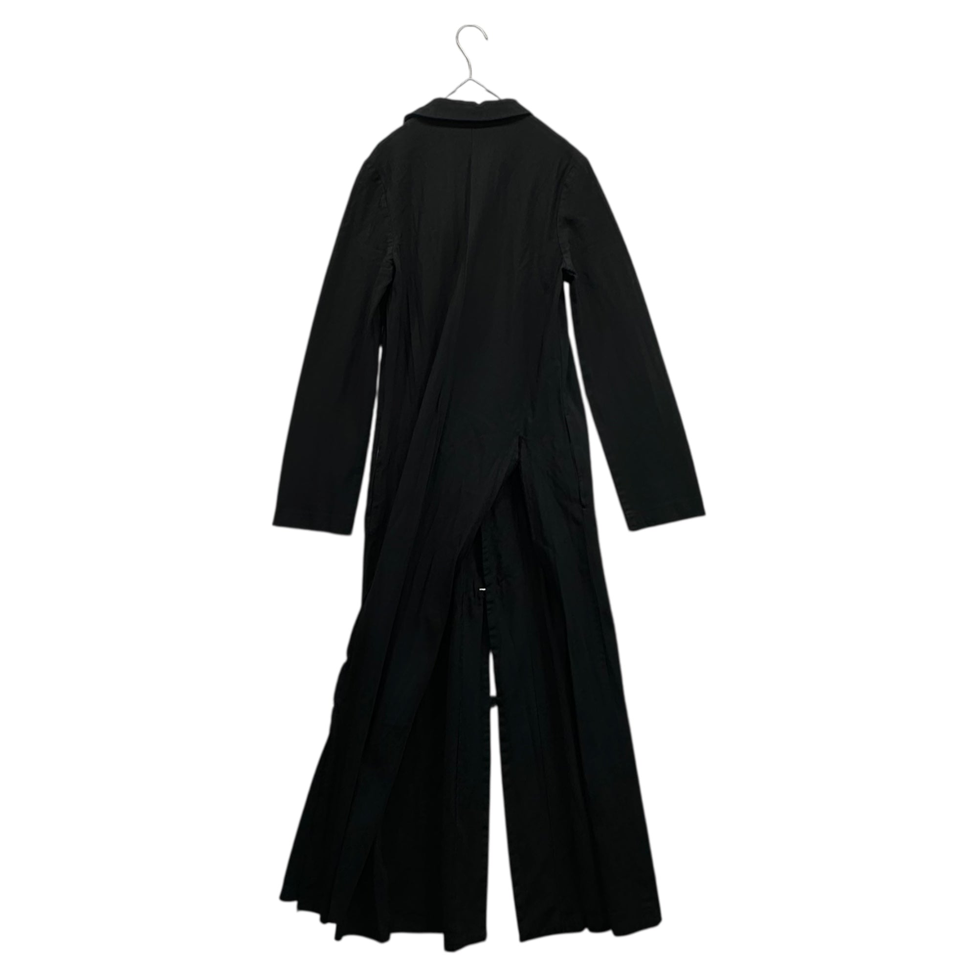 COMME des GARCONS COMME des GARCONS(コムデギャルソンコムデギャルソン) 20SS Product-dyed polyester felted side slit & hook button long shirt dress 製品染め ポリエステル 縮絨 サイド スリット & フックボタン ロング シャツ ワンピース RE-O015 M ブラック AD2019