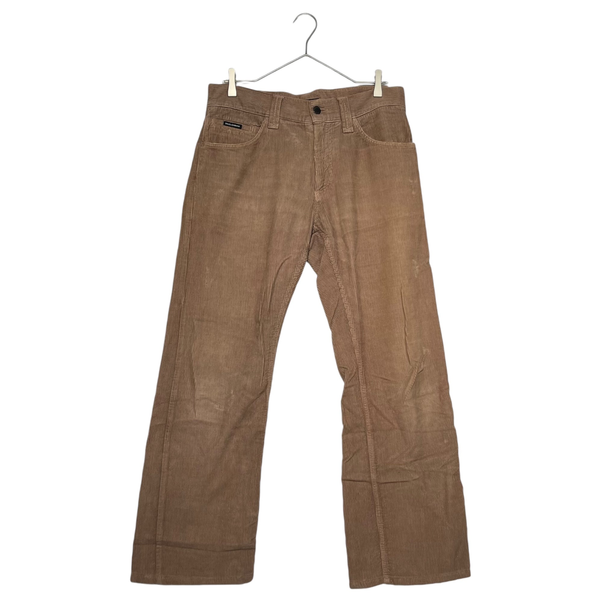 DOLCE&GABBANA(ドルチェ&ガッバーナドルガバ) Back plate corduroy pants バックプレート ロゴ コーデュロイ パンツ G3Y4ED G8368 46(M程度) ブラウン