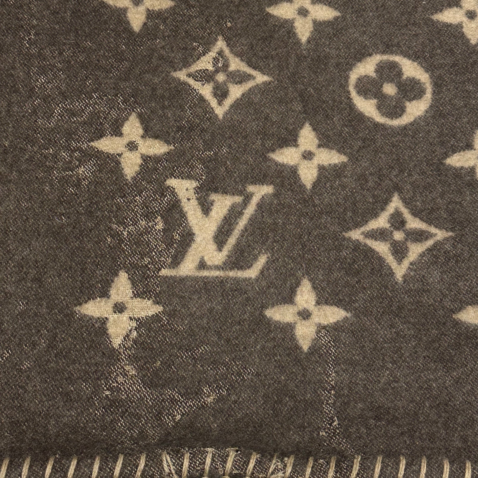 LOUIS VUITTON(ルイヴィトン) Plaid Neo Monogram プレッド ネオ モノグラム ブランケット M75548 ブラウン×ベージュ 毛布 ラグ リバーシブル