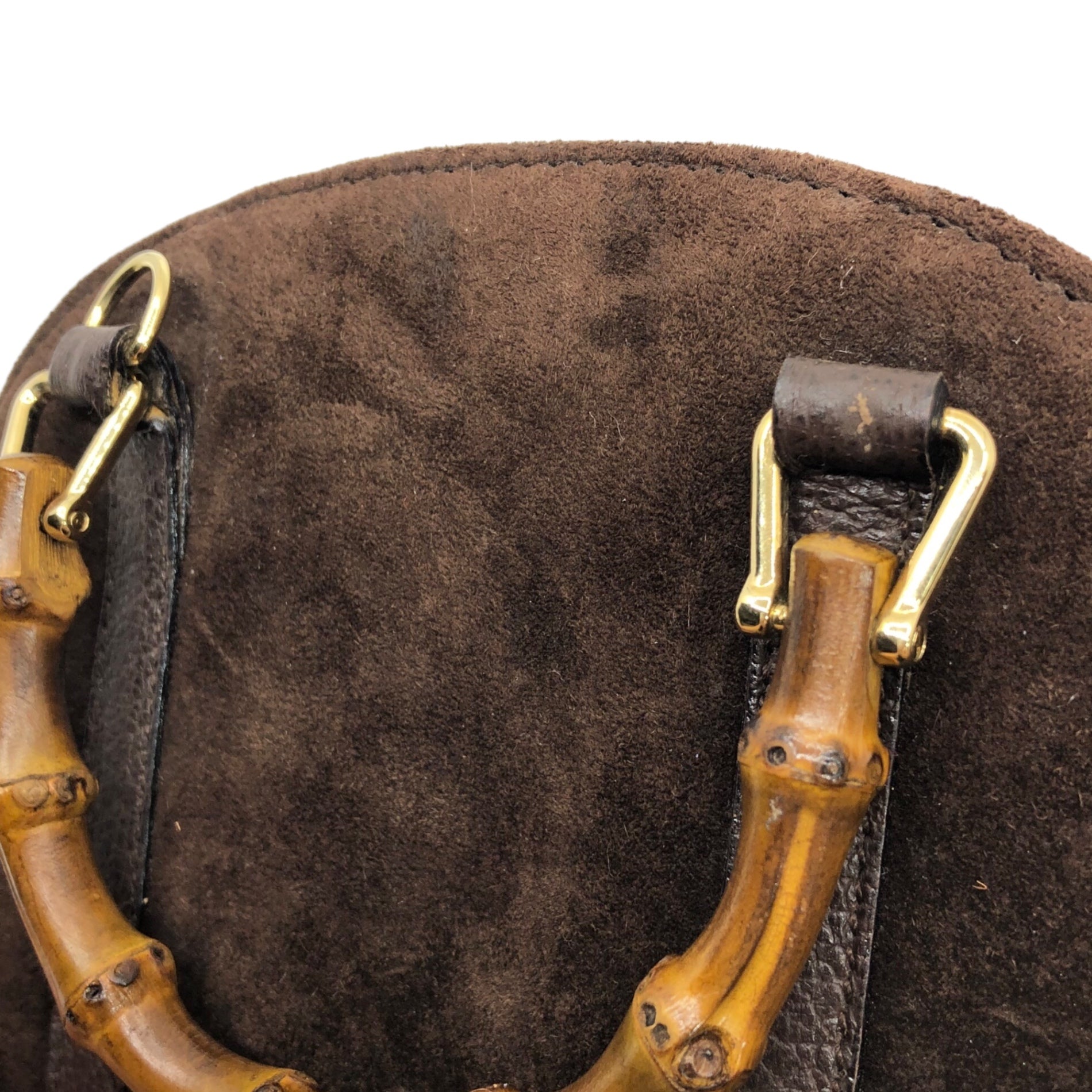 GUCCI(グッチ) OLD GUCCI 2WAY mini suede bamboo shoulder bag ミニ スウェード バンブー ショルダー バッグ 913021-620306 ブラウン 箱付き