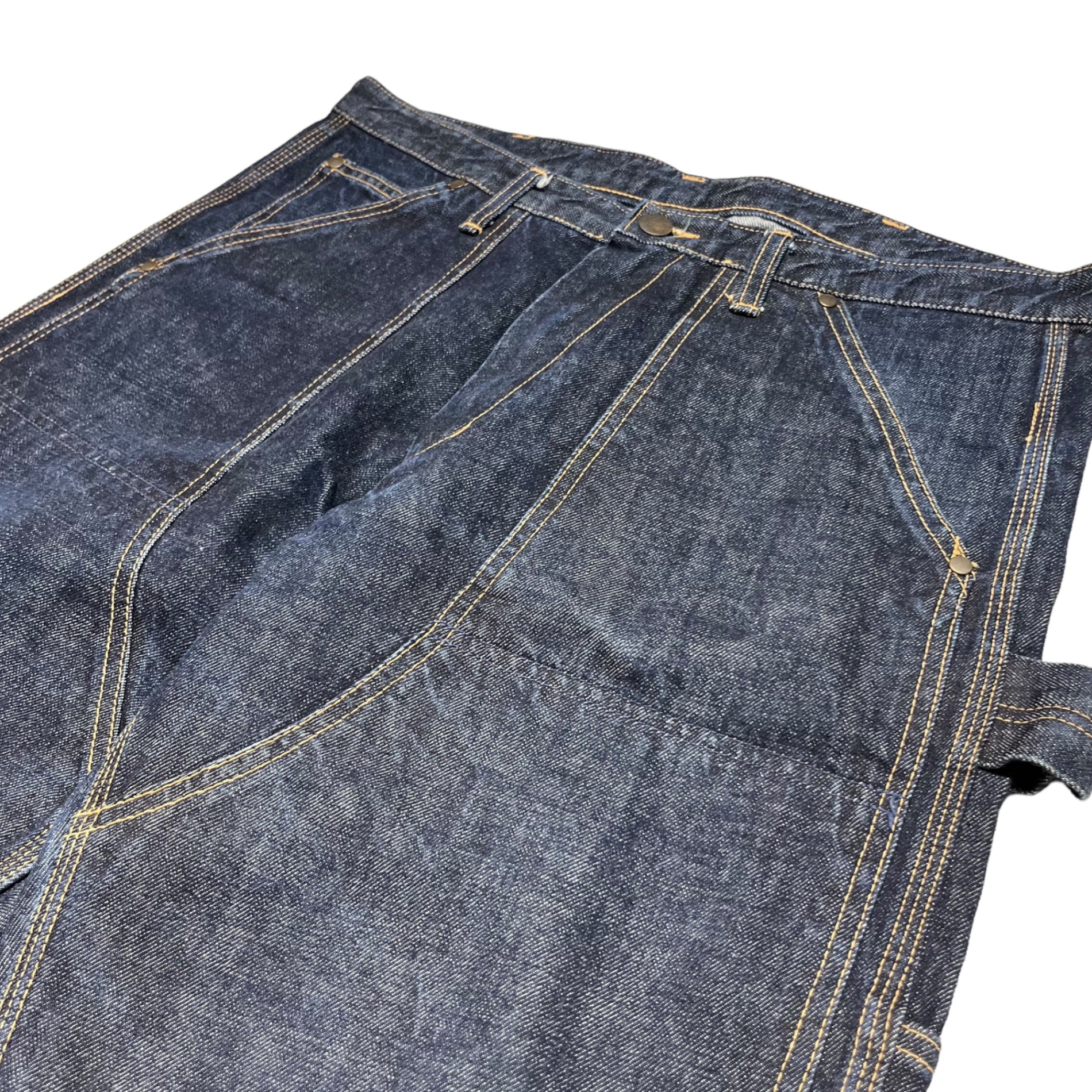 A BATHING APE(アベイシングエイプ) 00's Double knee denim painter pants ダブルニー デニム ペインター パンツ L インディゴ Y2K