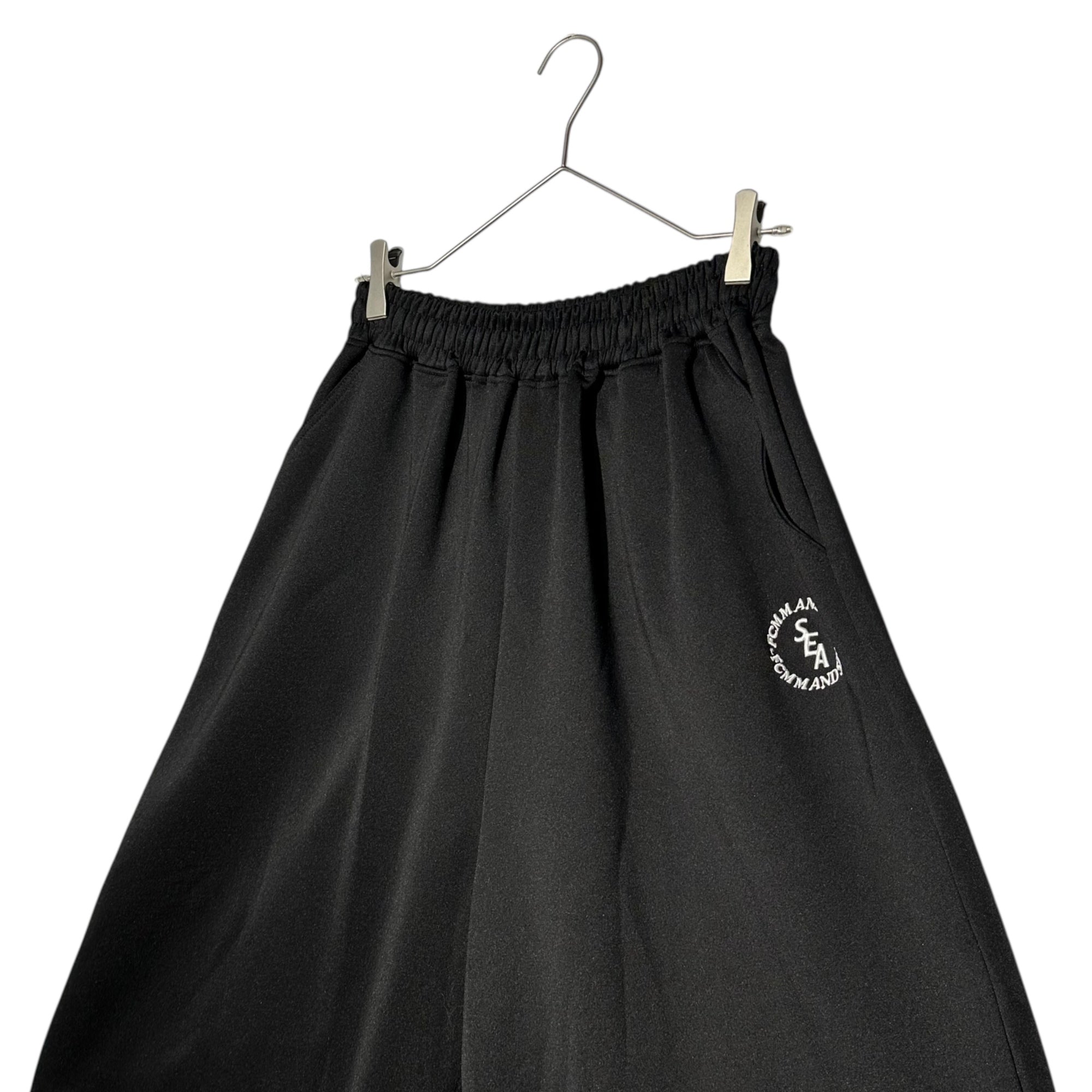 WIND AND SEA×FCMM(ウィンダンシー×エフシーエムエム) Round Wide Pants ラウンド ワイド スウェット パンツ FC021048BW M ブラック バギー ドローコード