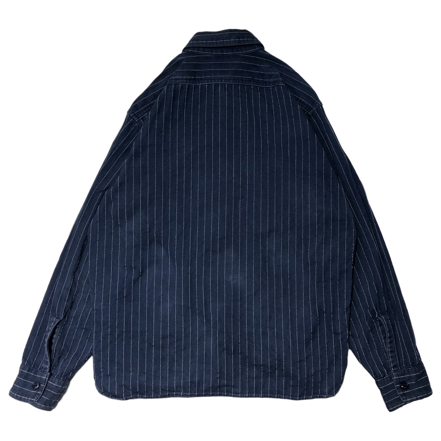 TENDERLOIN(テンダーロイン) T-G.S SHT SO ワッペン付ストライプシャツ S ネイビー×ホワイト