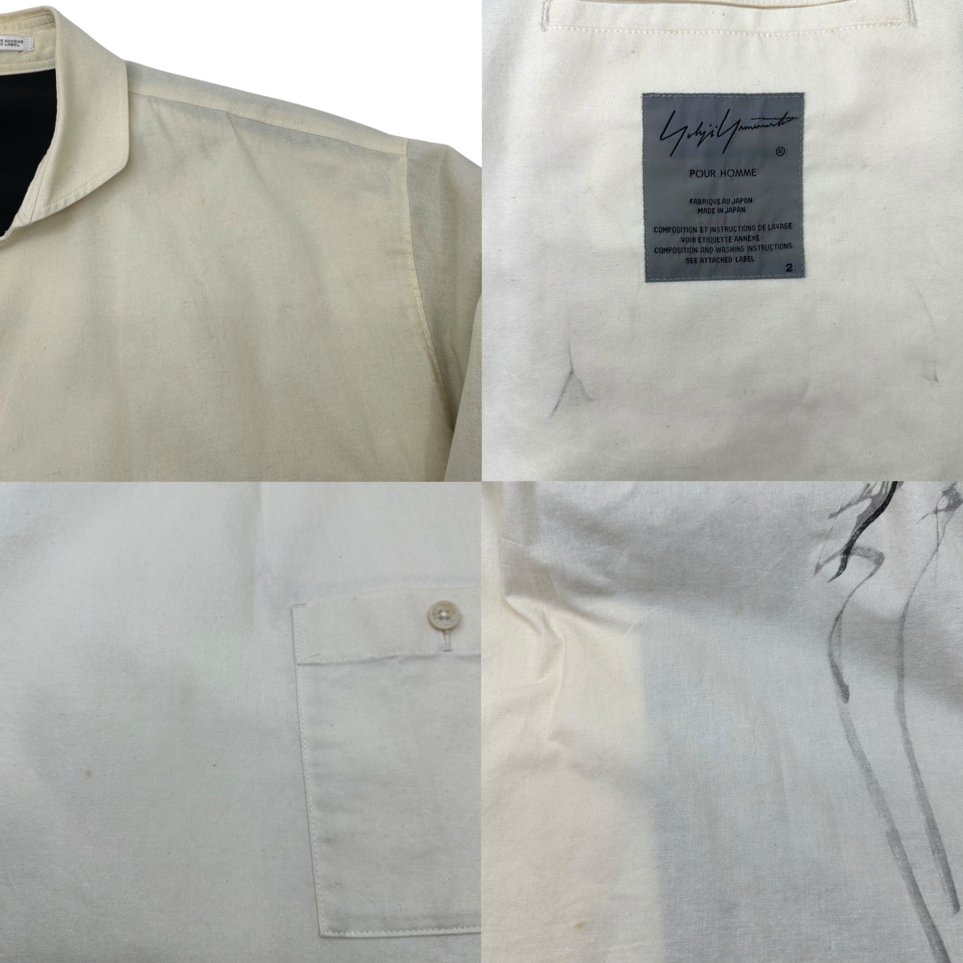 YOHJI YAMAMOTO POUR HOMME(ヨウジヤマモトプールオム) 17SS Drawing Paint Sheeting Coat Jacket デッサン ペイント シーチング コート ジャケット HD-B59-046 2(M程度) アイボリー 朝倉優佳 17SS LOOK20