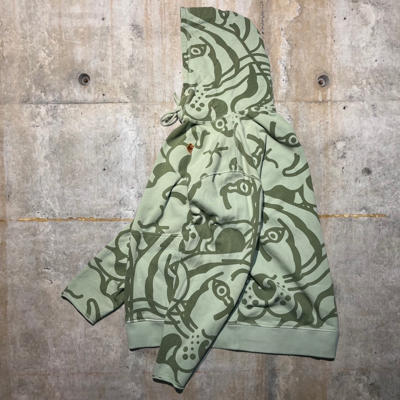 KENZO(ケンゾー) K-Tiger Print Oversized Hoodie/タイガーロゴ刺繍パーカー FB55SW5384MY L グリーン