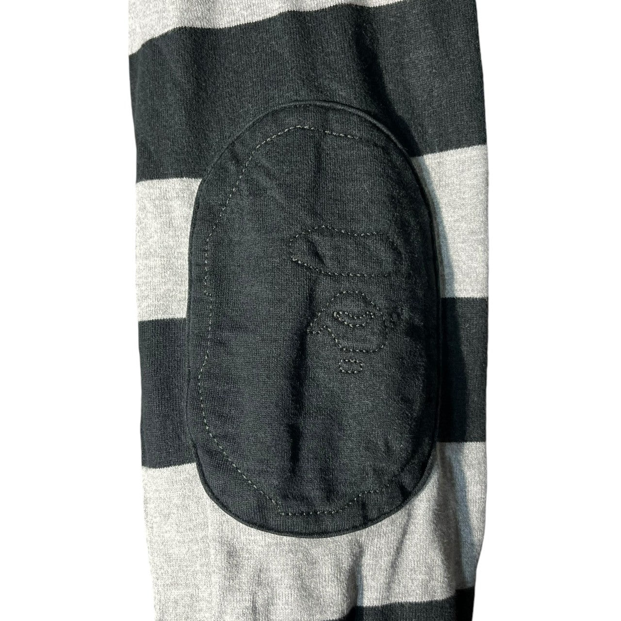 BAPE BY A BATHING APE(ベイプ バイ ア ベイシングエイプ) 00's One point logo switching long sleeve rugby shirt ワンポイント ロゴ 切替 長袖 ラグビーシャツ ラガーシャツ 猿 L パープル×グレー×ブラック