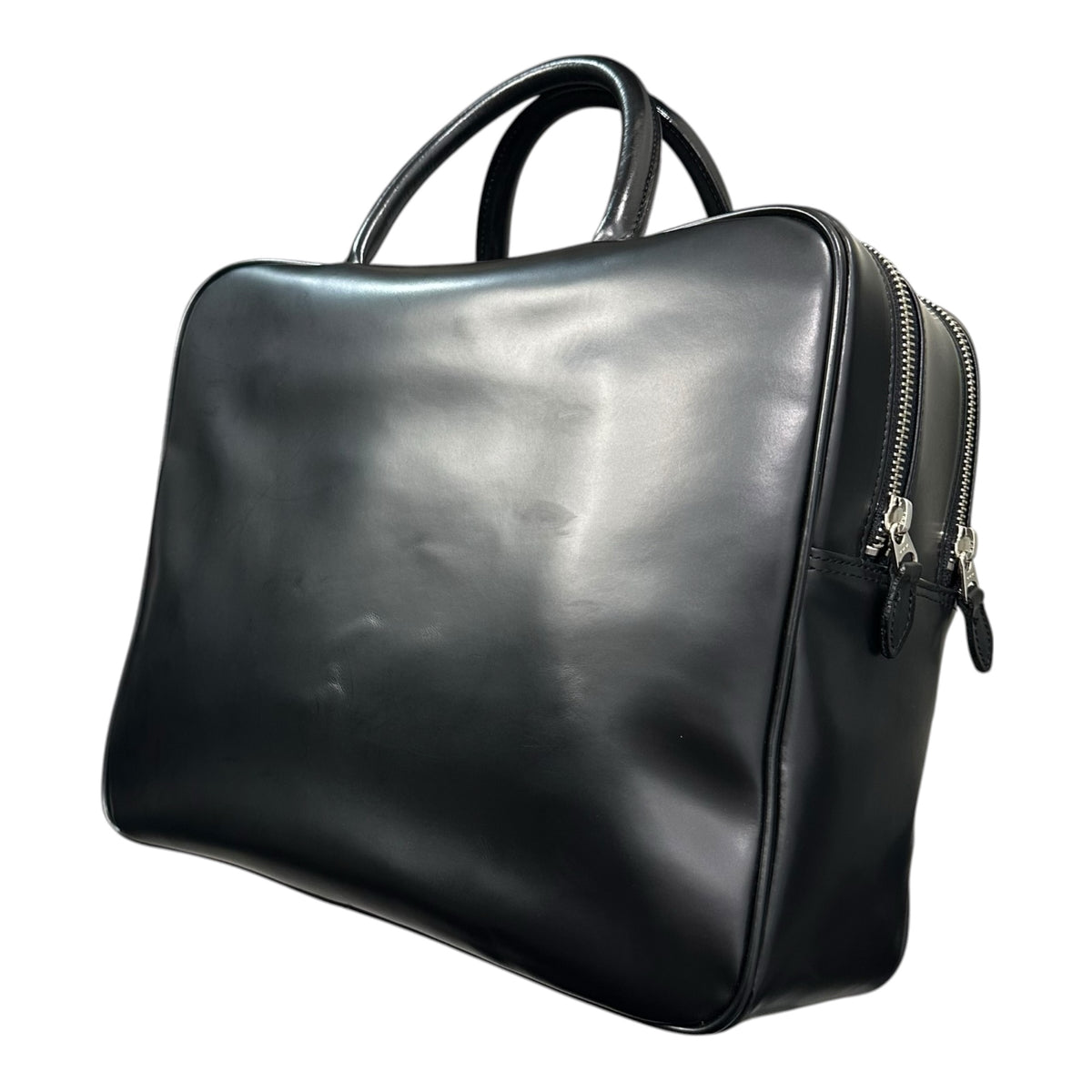 Katsuyuki Yoshida for COMME des GARCONS(カツユキヨシダフォーコムデギャルソン) 1990's~2000's Aoyama Original Steer Bag 青山オリジナル ステア バッグ ラージ 4 ブラック スクエア レザー ハンド トート ダブルジップ 初期型