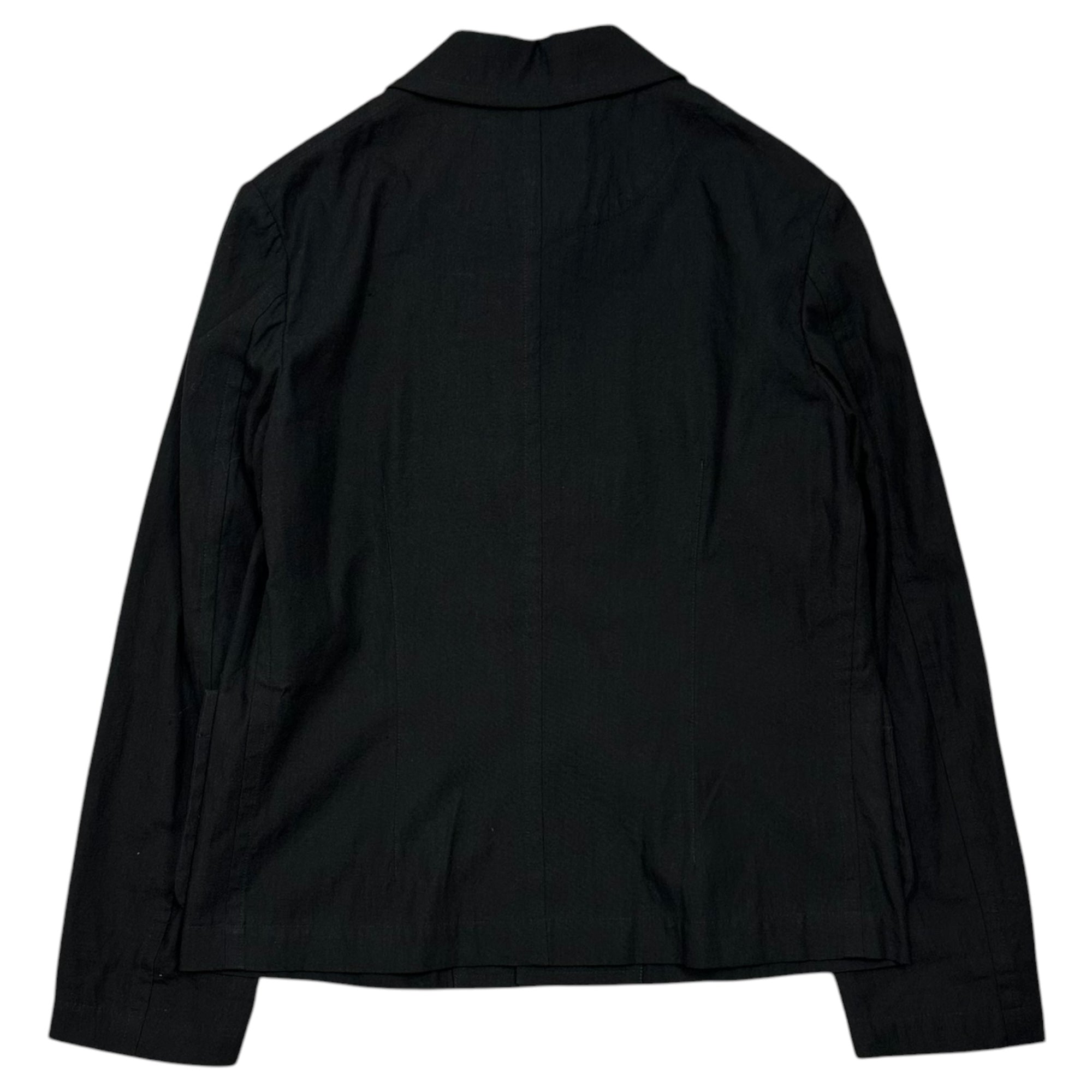 tricot COMME des GARCONS(トリココムデギャルソン) 2000's Cotton-Linen Jacket with Large Buttons コットン リネン ビッグ ボタン ジャケット TJ-02023S S ブラック AD2001