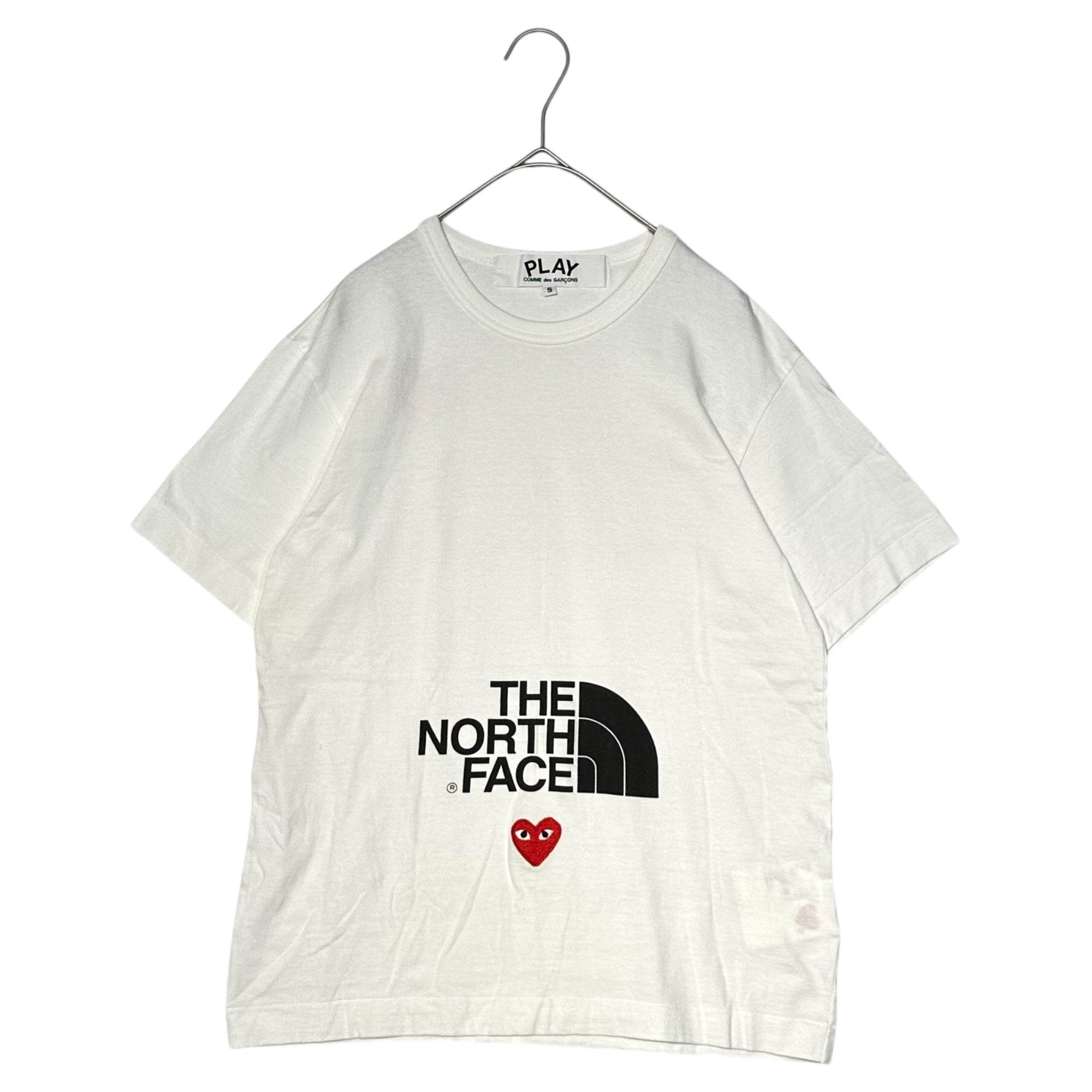 PLAY COMME des GARCONS×THE NORTH FACE(プレイコムデギャルソン×ザノースフェイス) W Name Heart Logo T-Shirt ダブル ネーム ハート ロゴ Tシャツ AE-T202 S ホワイト AD2020