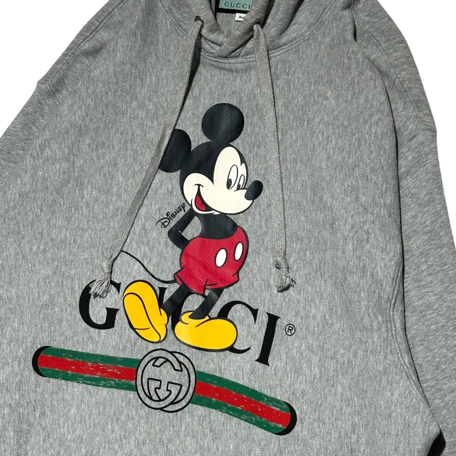 GUCCI×Disney(グッチ×ディズニー) Mickey Printed Logo Hoodie ミッキー プリント ロゴ フーディー 604218 XS グレー コラボ プルオーバー パーカー