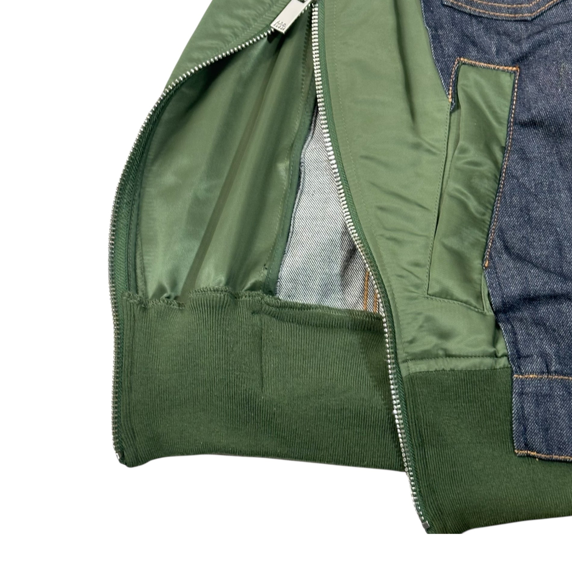 A.P.C.×sacai(アーペーセー×サカイ) BLOUSON EIMI denim jaket 切替 デニム ブルゾン ジャケット 21-0293S M インディゴ×カーキ