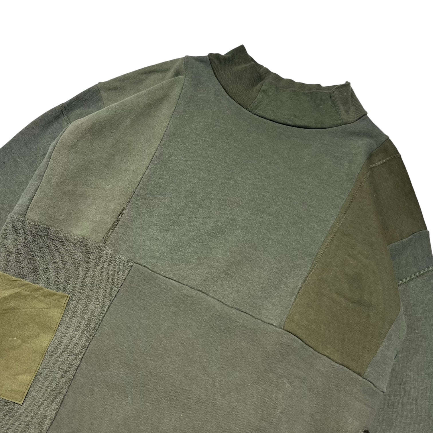 yoused(ユーズド) EURO PATCH WORK MILITARY SWEAT ユーロ パッチワーク ワーク ミリタリー スウェット 再構築 FREE カーキ ヴィンテージ生地 リメイク
