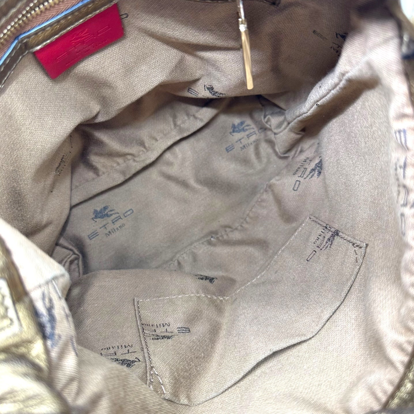 ETRO(エトロ) Paisley pattern drawstring leather shoulder bag ペイズリー柄 巾着 レザー ショルダー バッグ 1G504-1884 レッド×ゴールド 25-03-15