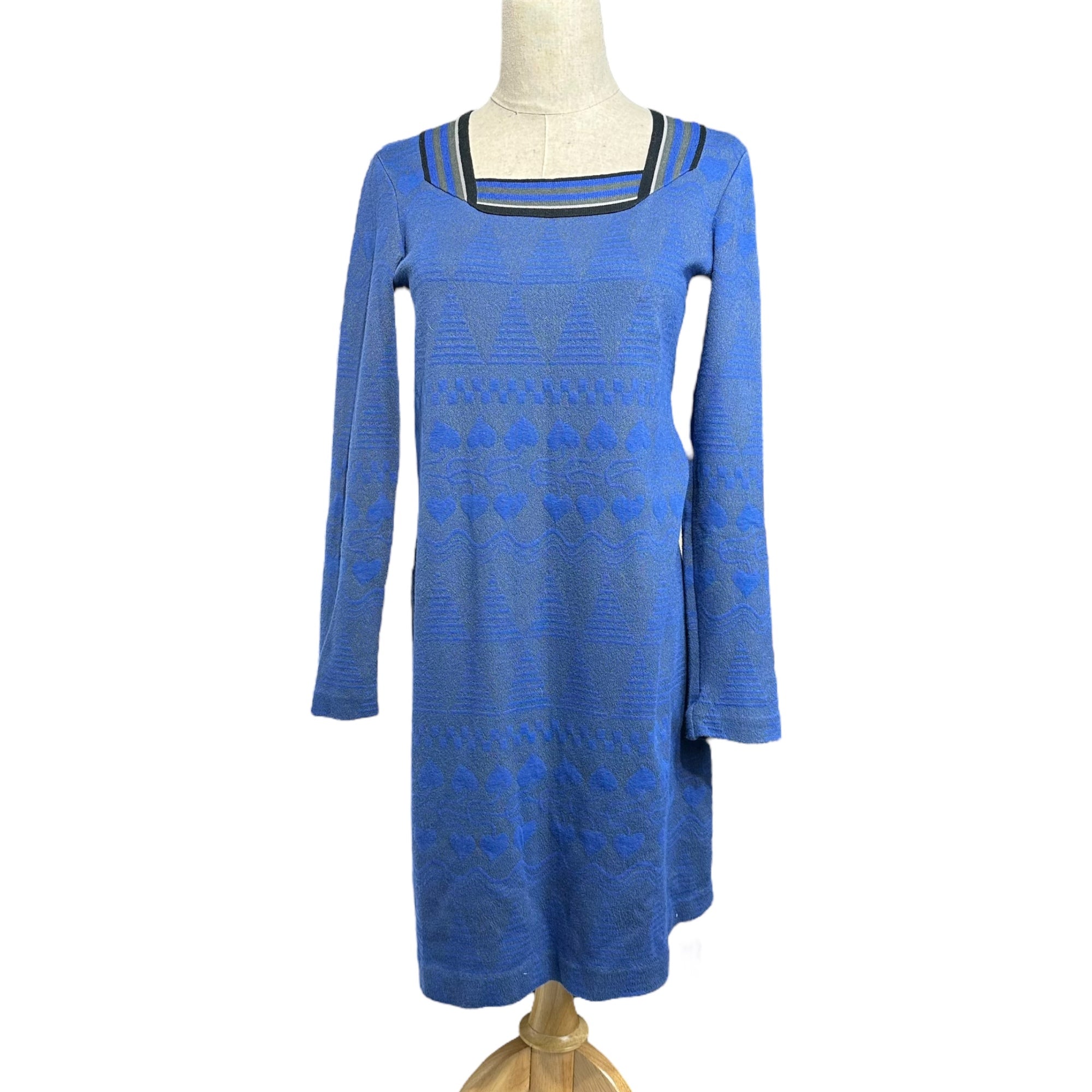 Vivienne Westwood RED LABEL(ヴィヴィアンウエストウッドレッドレーベル) Square Neck Jacquard L/S Mini Dress スクエア ネック ジャガード 長袖 ひざ丈 ワンピース 16-01-551007 2 ブルー