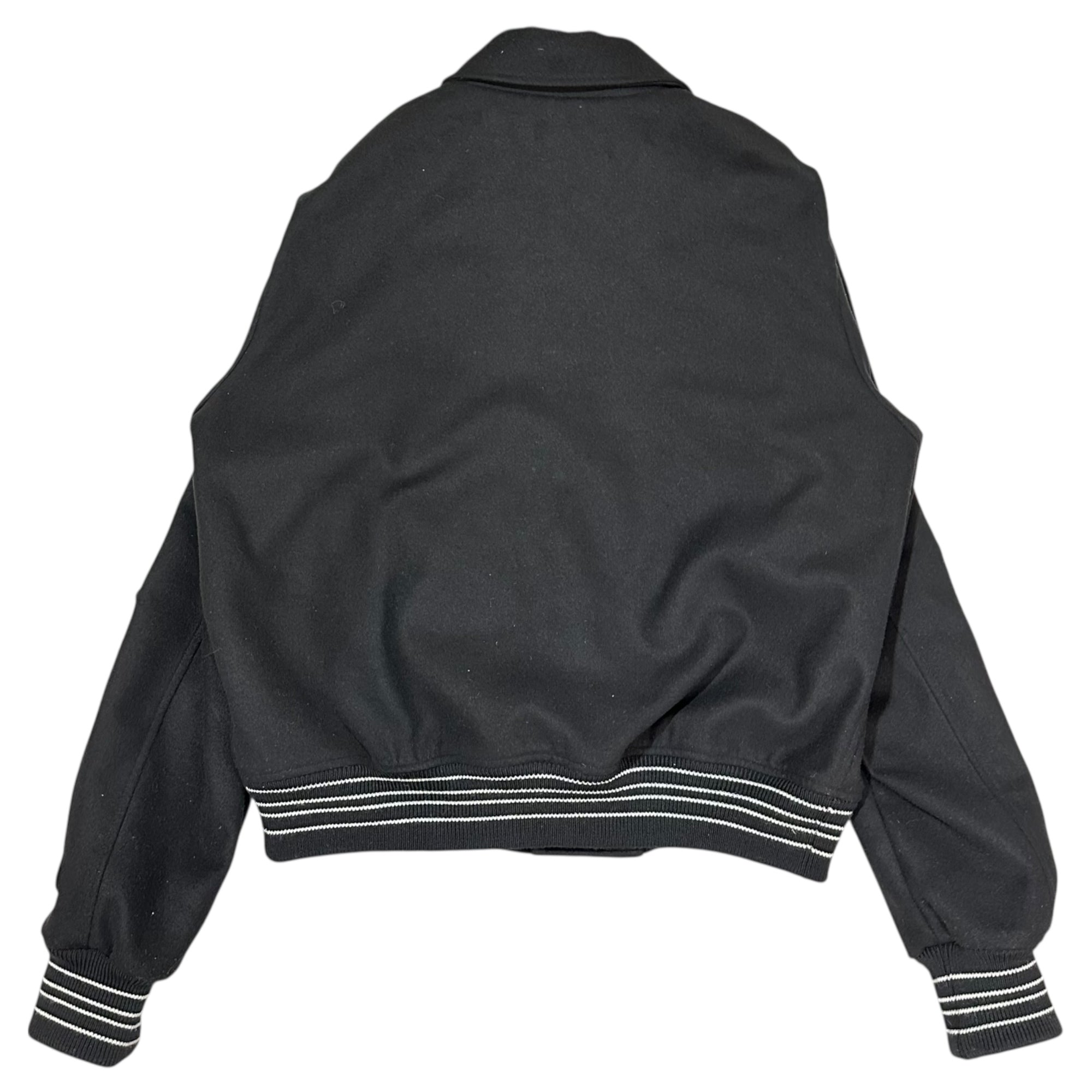 AMIRI(アミリ) Bones Teddy Jacket ボーンズ テディ ジャケット WOMO4364WO 50 ブラック ボンバー バーシティ ウール ブルゾン