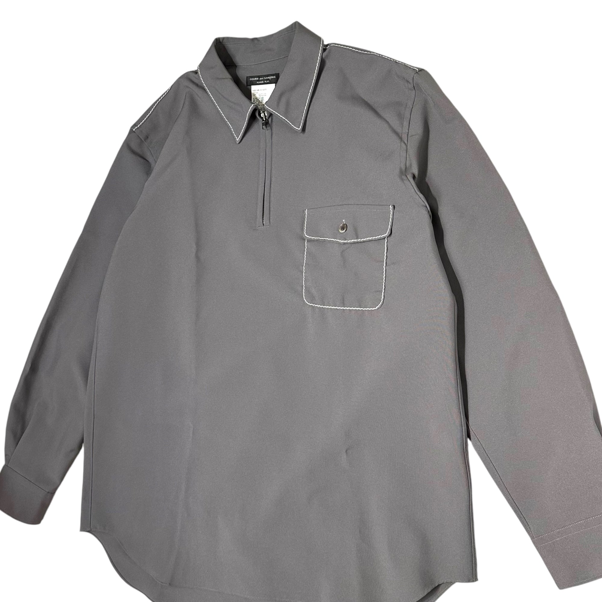 COMME des GARCONS HOMME PLUS(コムデギャルソンオムプリュス) 99AW Souvenir Kitsch stitch pullover shirt スーベニールキッチュ期 ステッチ プルオーバー シャツ XB-01005 海外品番アイテム FREE チャコールグレー AD1999 稀少品