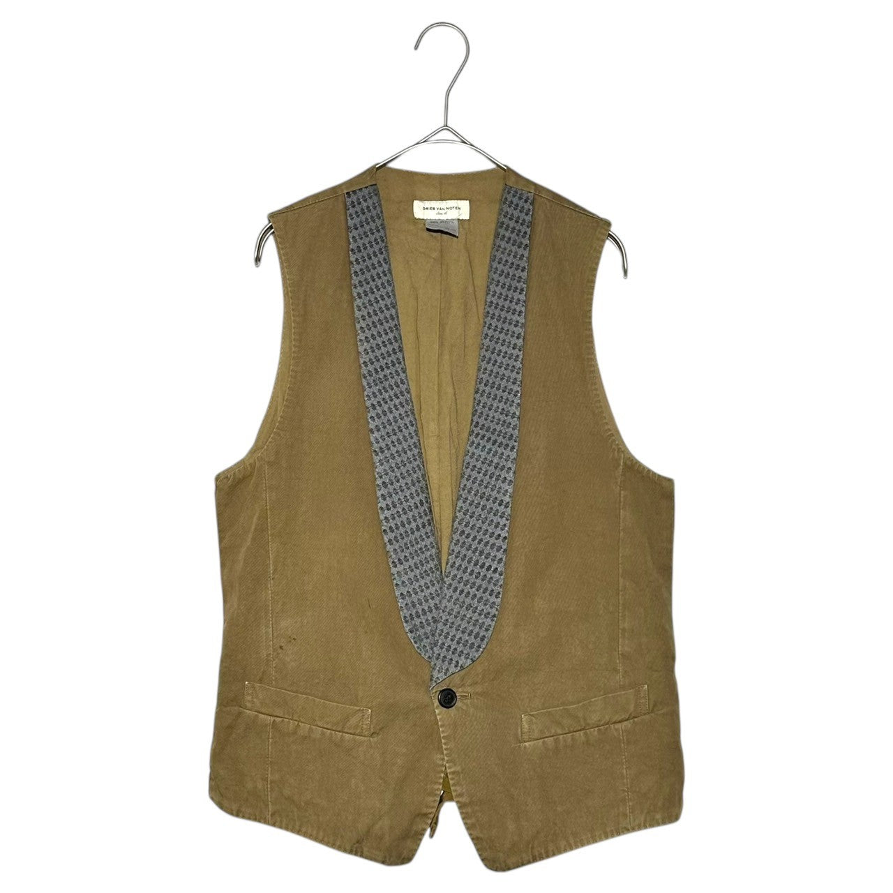 DRIES VAN NOTEN(ドリスヴァンノッテン) 00's Archived Gilet Vest アーカイブ 切替 ジレ ベスト 46(S程度) ブラウン