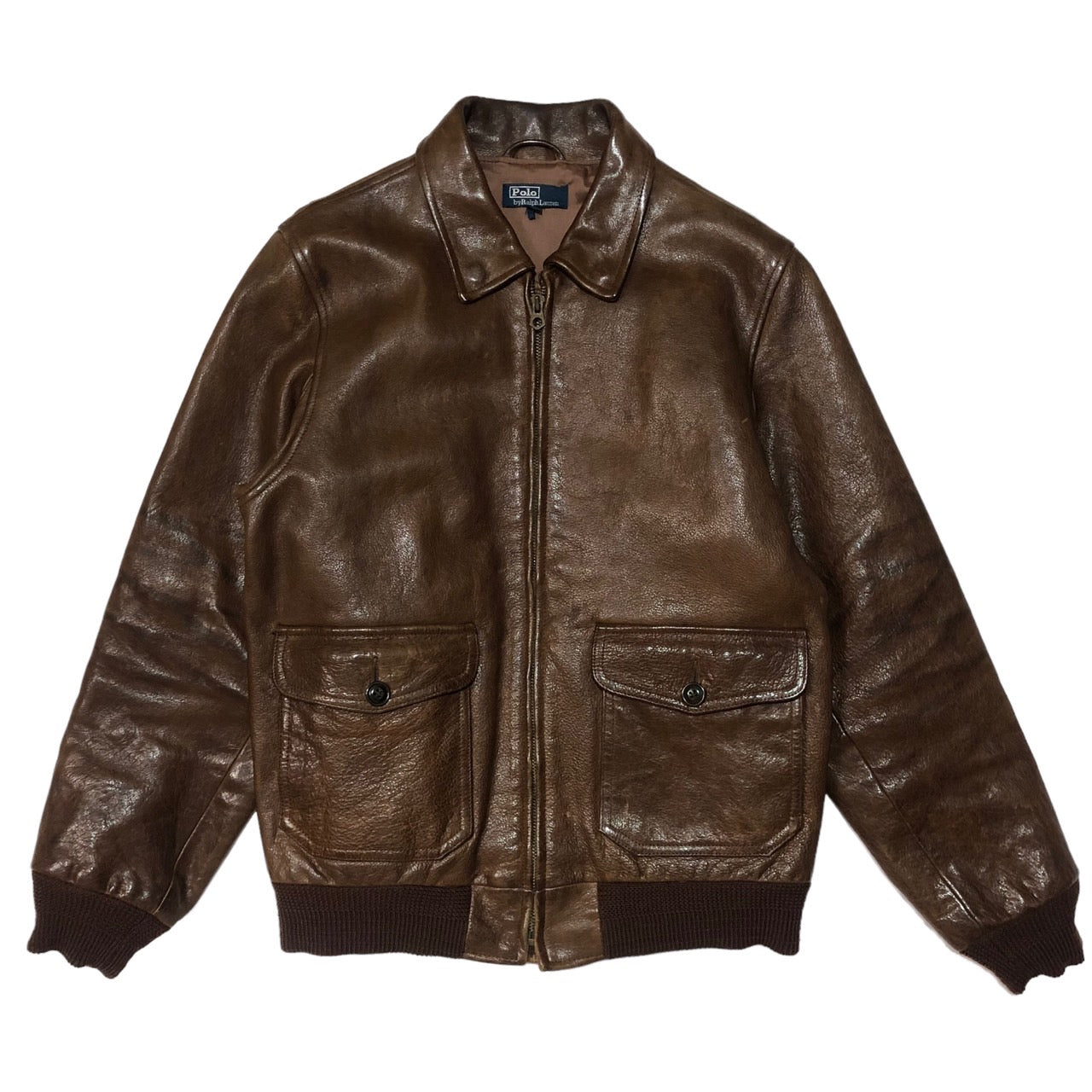 POLO RALPH LAUREN(ポロラルフローレン) A-2フライトジャケット/牛革/カウハイド/レザージャケット 3350-7621 表記無し(Mサイズ程度) ブラウン