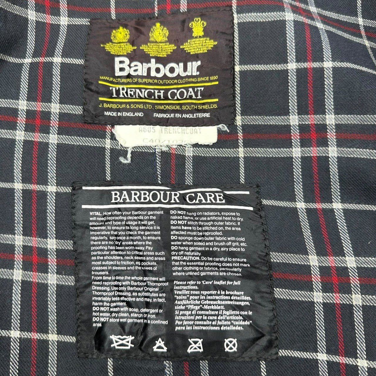 Barbour(バブアー) 90's Vintage Oiled TRENCH COAT ヴィンテージ オイルド ロング トレンチ コート C40(L程度) ネイビー 90年代 3ワラント