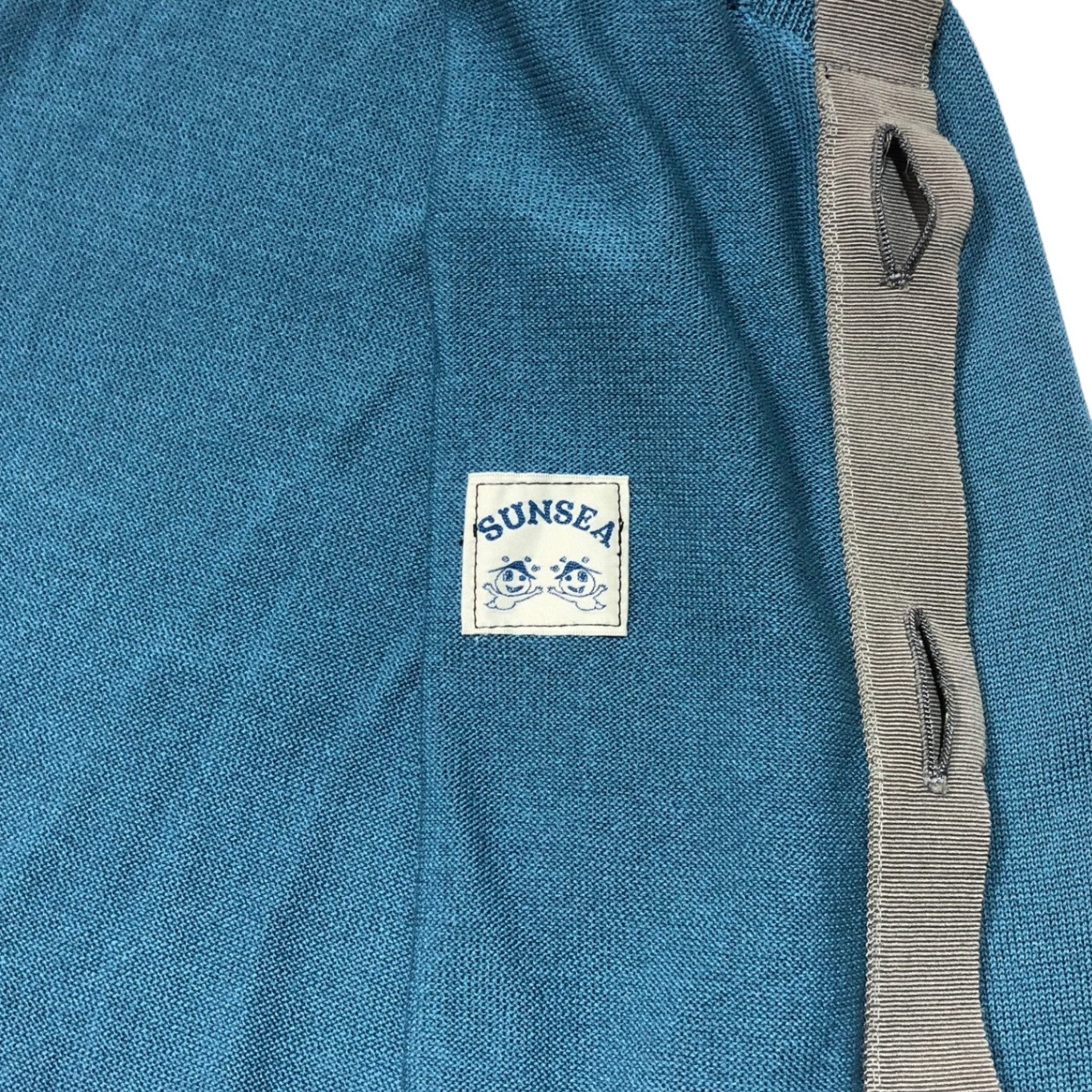 SUNSEA(サンシー) 22SS Can badge KURT's Cardigan カンバッヂ カート ニット カーディガン 22S56 SIZE 3(L) ブルー エルヴィス缶バッヂ