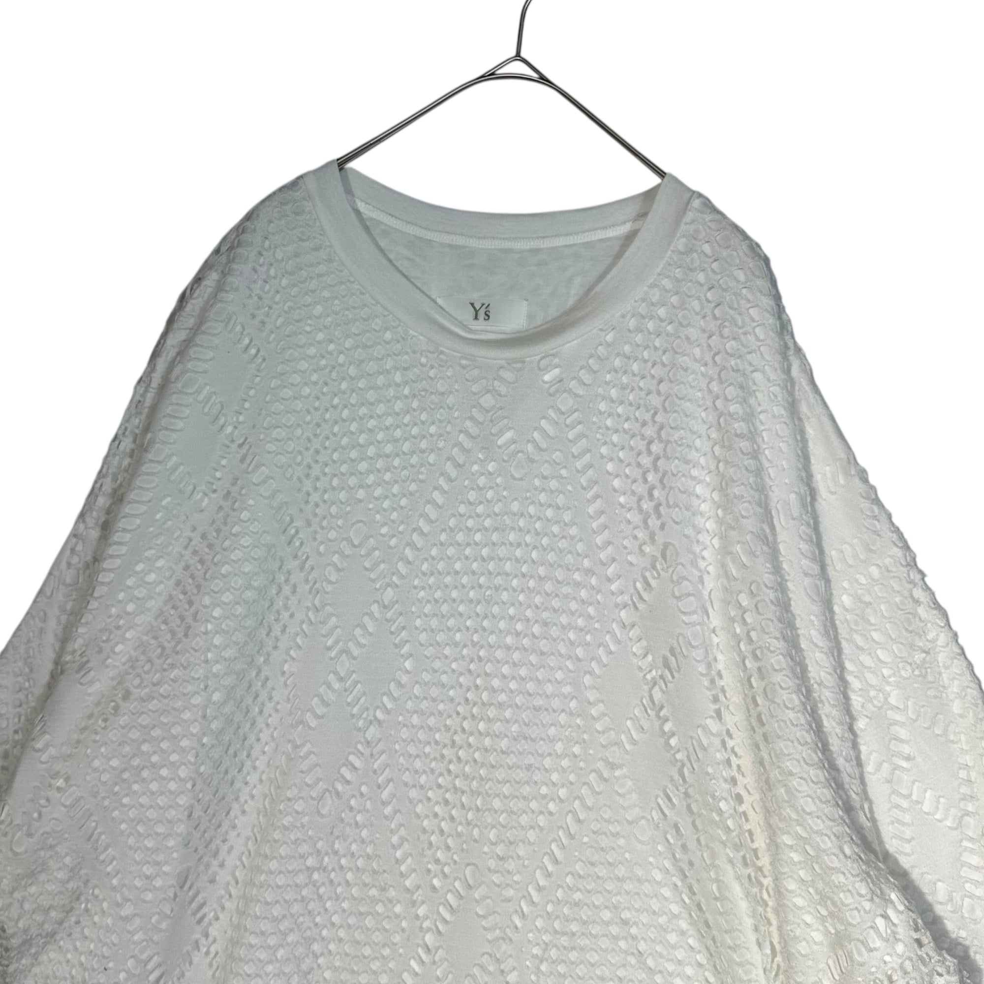 Y's(ワイズ) Cotton Lace Layered Big Silhouette T-Shirt Cut and Sewn コットン レース レイヤード ビッグシルエット Tシャツ カットソー YO-T01-260 2(M程度) ホワイト メンズ着用可能