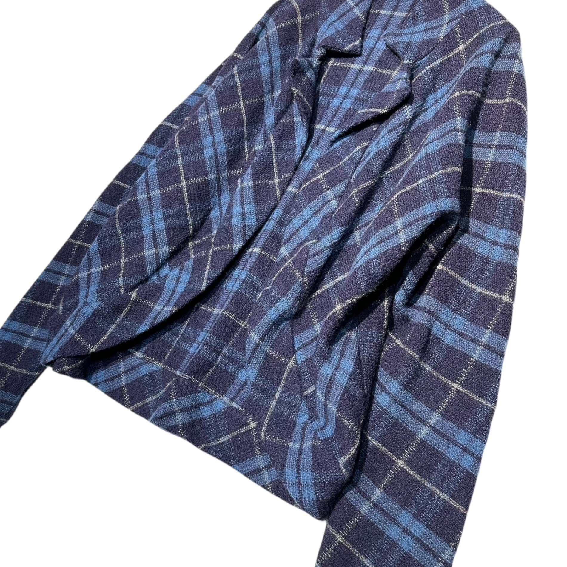 YOHJI YAMAMOTO+NOIR(ヨウジヤマモトプリュスノアール) Wool Angora Buttonless Jacket ウール アンゴラ ボタンレス ジャケット NN-T39-934 3 パープル×ブルー