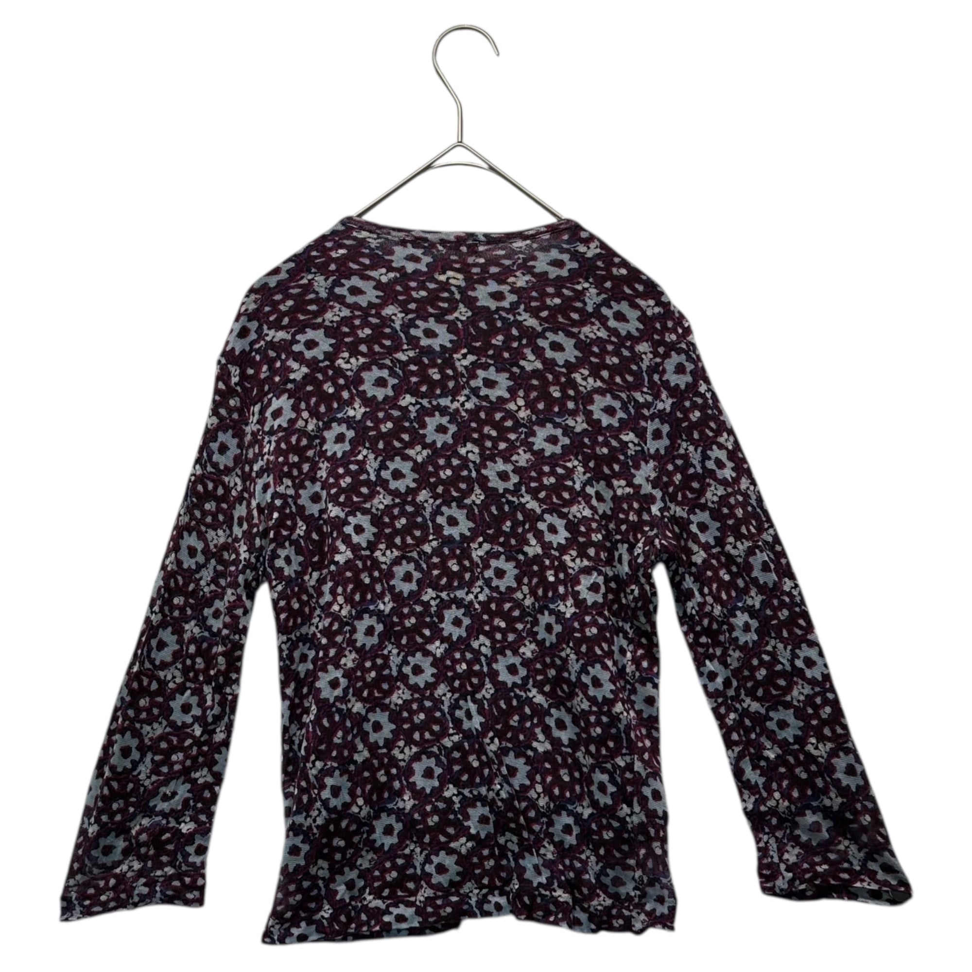 Y's(ワイズ) 00's Flower Crew Neck Cardigan フラワー クルーネック カーディガン YD-T12-861 3 レッド×パープル