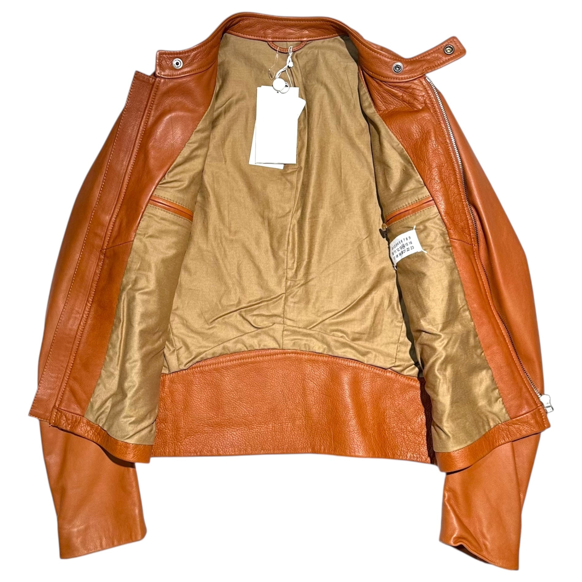 Maison Martin Margiela(メゾン マルタンマルジェラ) 08SS KOKONOE 5ZIP RIDERS JACKET ここのえ 八の字 レザー ライダース ジャケット 28AM006 46(S) キャメルブラウン 本人期 タグ付き