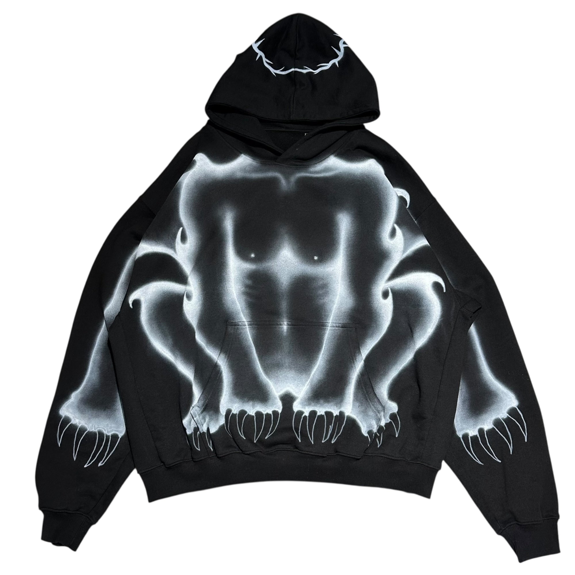 KARL UNI(カールユニ) Spray Art Pullover Hoodie スプレーアート プルオーバー フーディー パーカー XXL ブラック