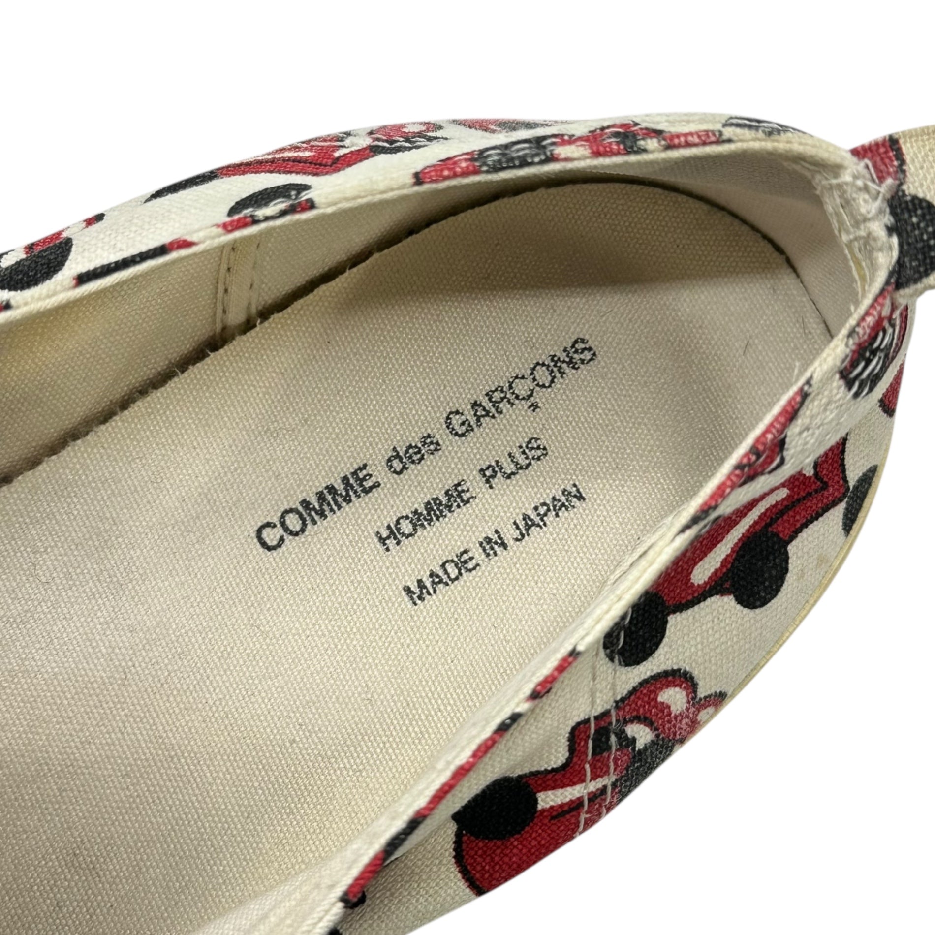 COMME des GARCONS HOMME PLUS(コムデギャルソンオムプリュス) 06SS Rolling Stones Lips & Tongue Print Slip-Ons ローリング ストーンズ リップ&タン ドット プリント スリッポン JQ20A1 27.0cm アイボリー×レッド スニーカー コラボ