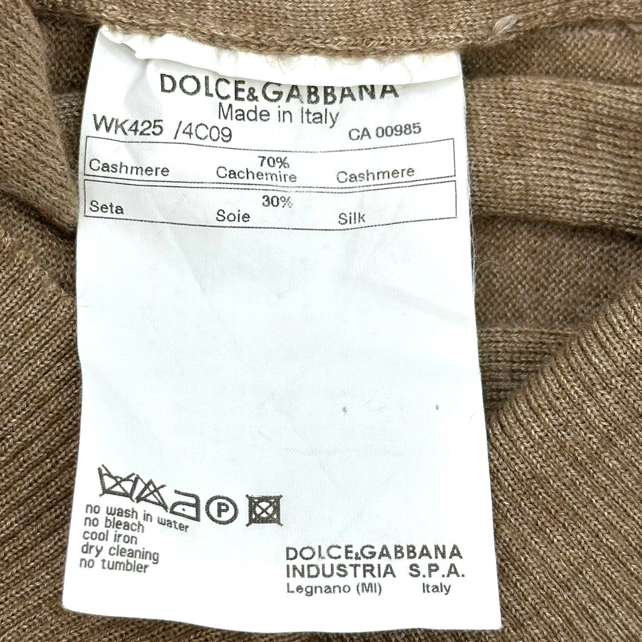 DOLCE&GABBANA(ドルチェ&ガッバーナドルガバ) Cashmere Silk High Neck Half Button Knit カシミア シルク ハイネック ハーフボタン ニット 50(L程度) ベージュ