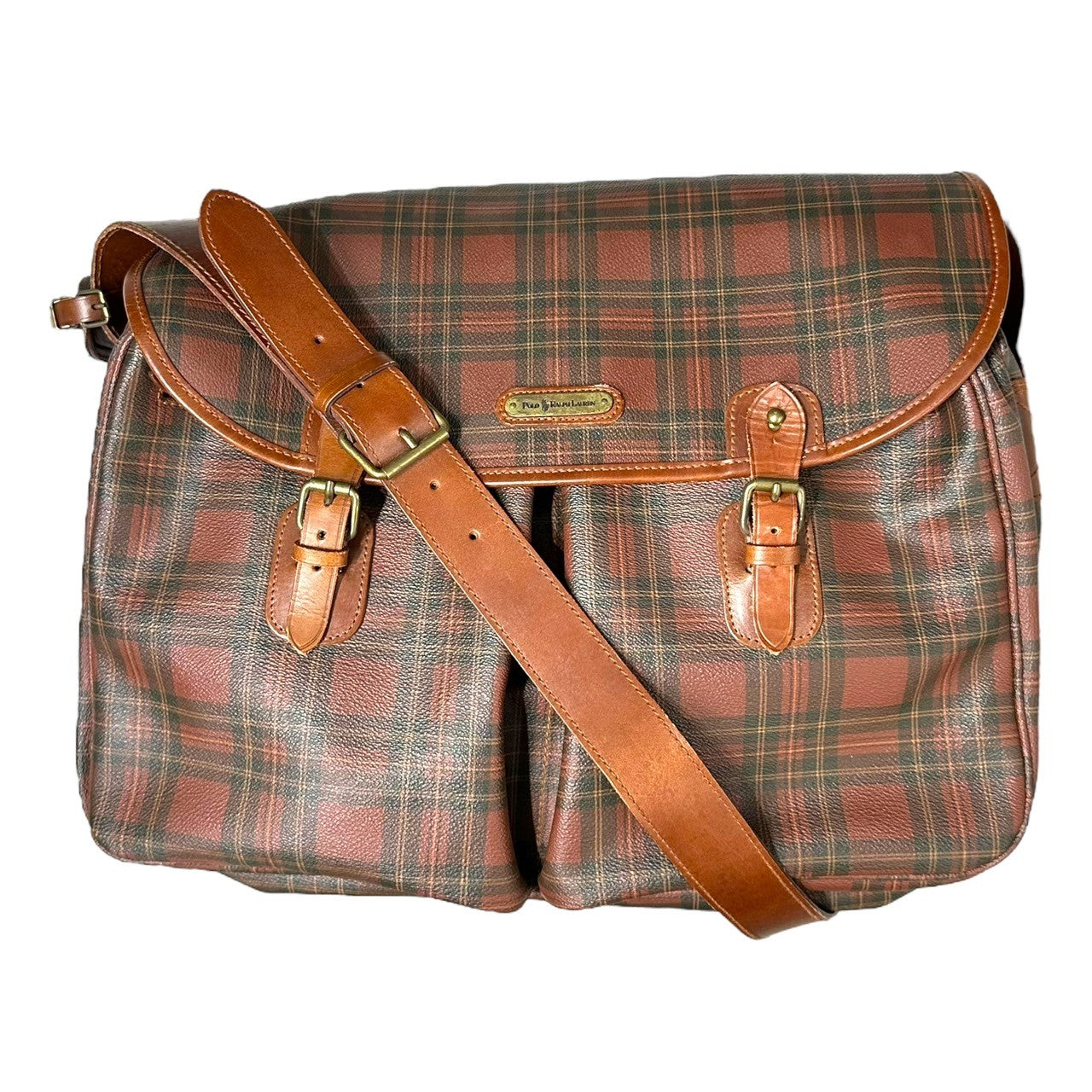 POLO RALPH LAUREN(ポロラルフローレン) 90’s Tartan Check Shoulder Bag タータン チェック ショルダー バッグ ブラウン×ブラウン クロスボディ メッセンジャー 90年代 ヴィンテージ 古着